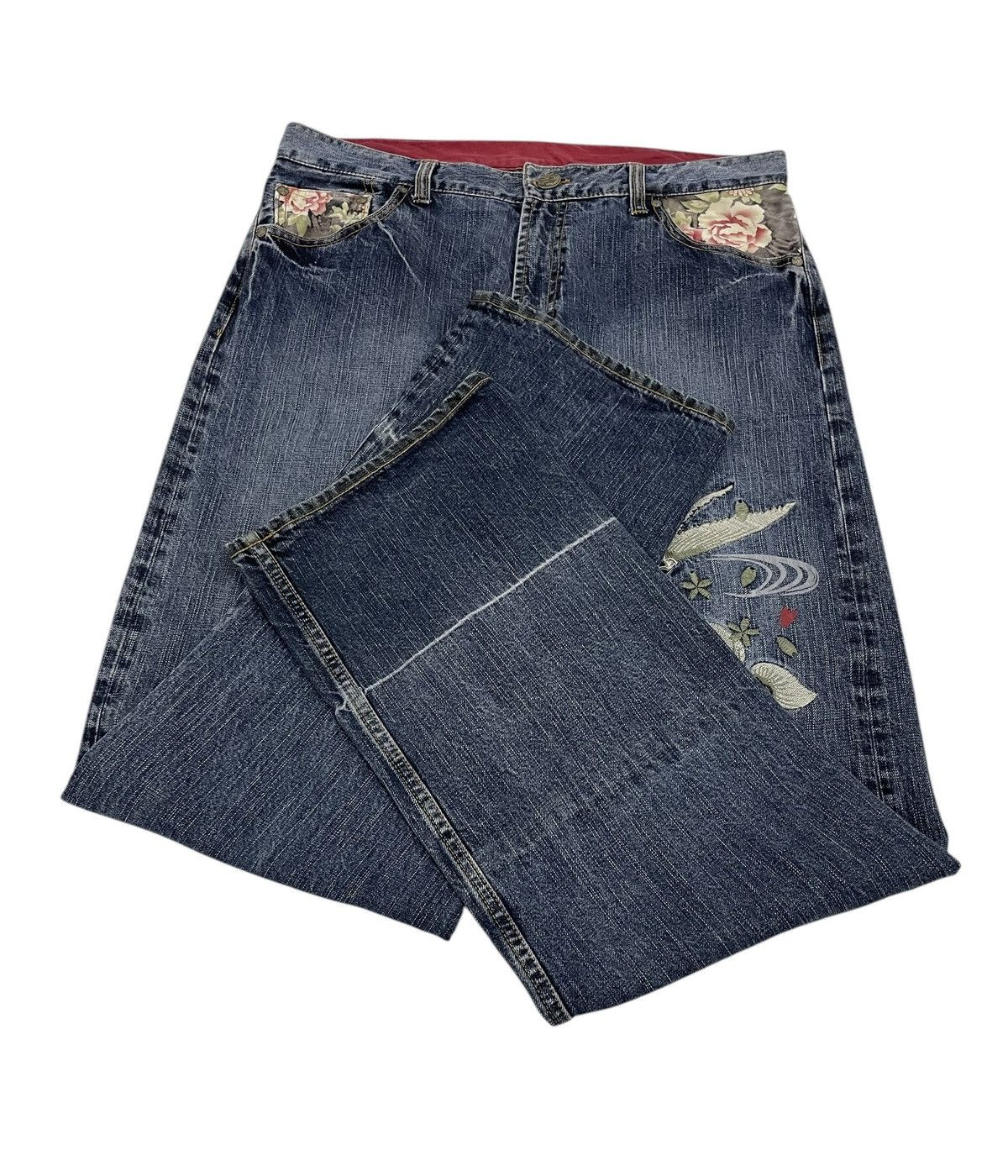 Karakuri Tamashii Vintage Japanese Koi Jeans Embroidery Logo Karakuri Style Size US 35 - 7 Thumbnail