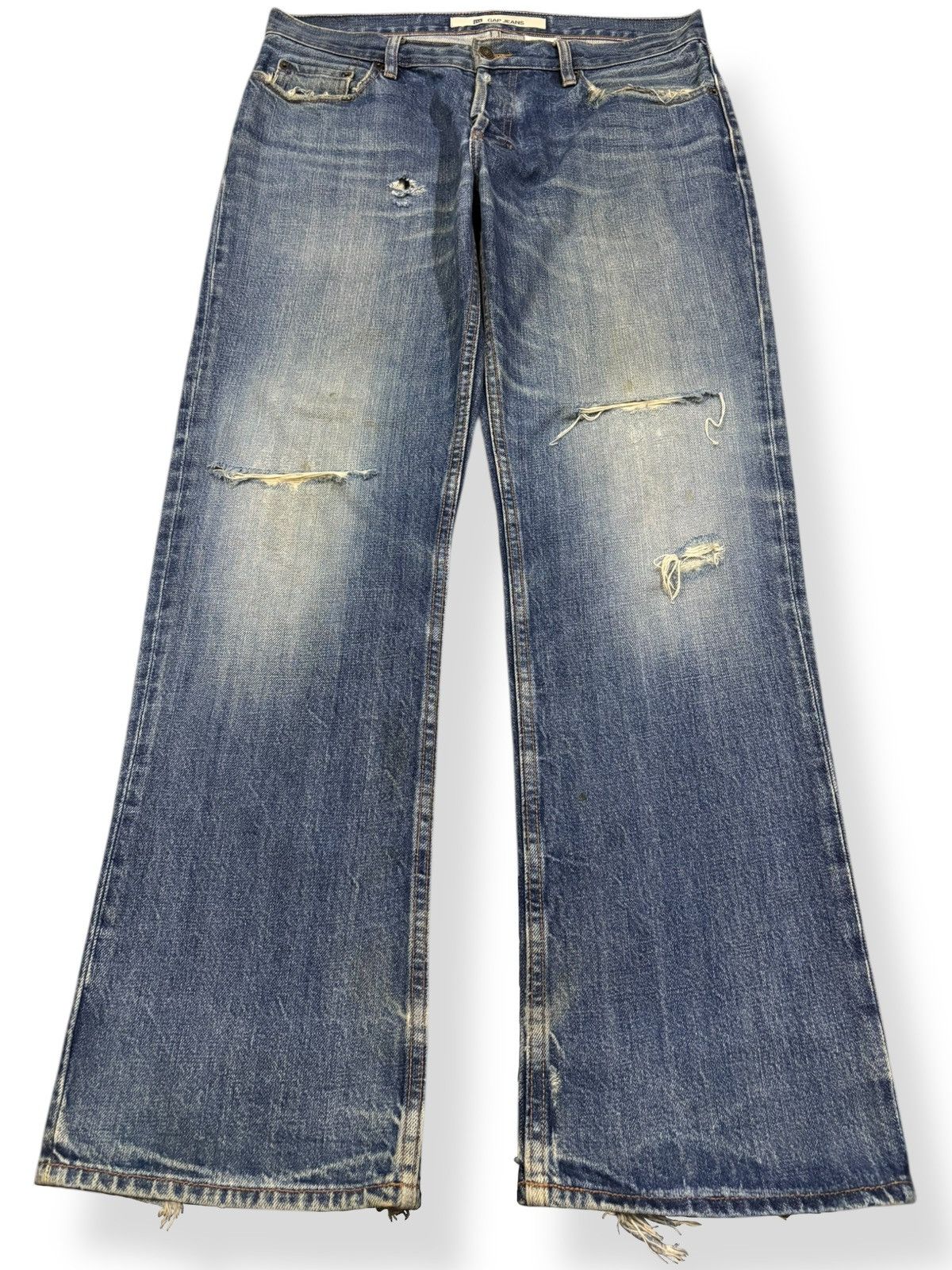 Gap Vintage Gap Blue Wash Loose Fit Distressed Grunge Jeans Size US 35 - 1 Thumbnail