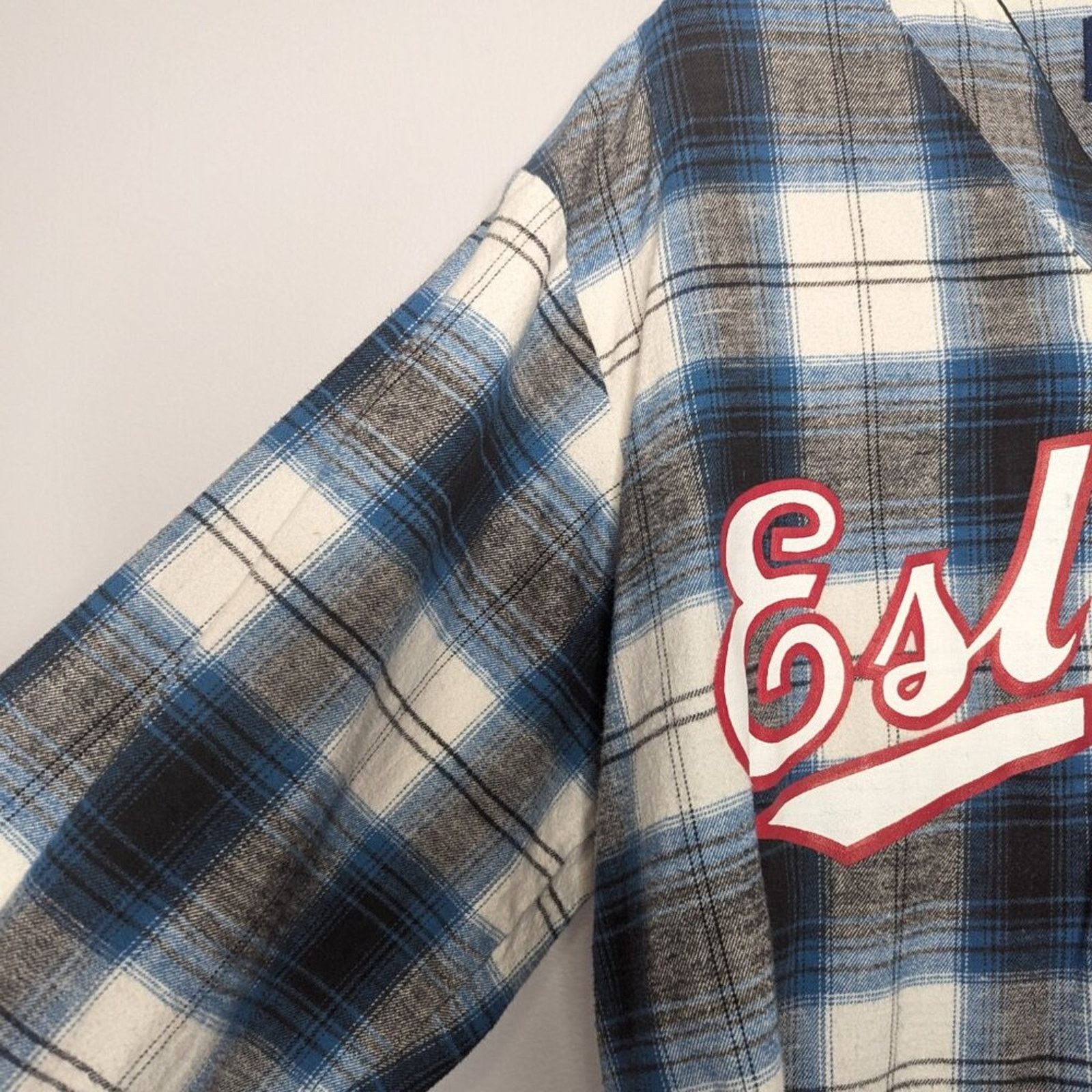 Vintage Vintage Plaid Esleep 90s Baseball Jersey Flannel Sleep Shirt Size XL / US 12-14 / IT 48-50 - 7 Thumbnail