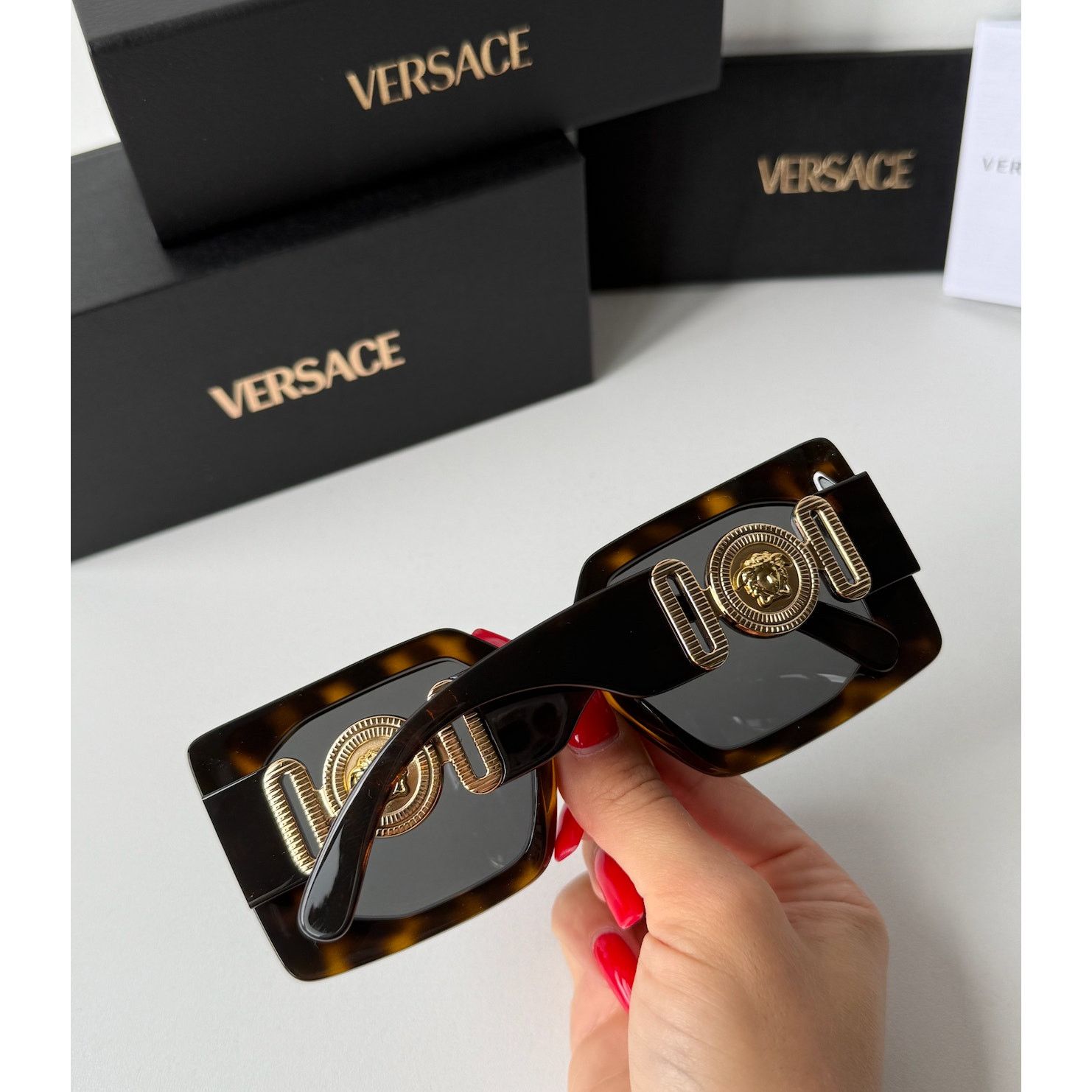 Versace NEW Versace VE4478U Oversized Havana Brown Square Sunglasses Size ONE SIZE - 5 Thumbnail