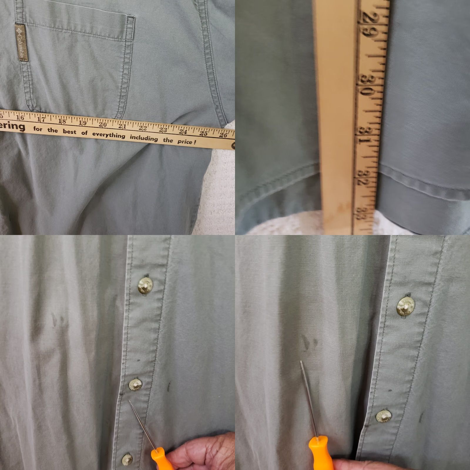 Vintage Columbia Shirt Men's XL Green Short Sleeve Button-Up Padded Shoulder Casual Travel Workwear Pocket Button-Up Shirt Size US XL / EU 56 / 4 - 9 Thumbnail