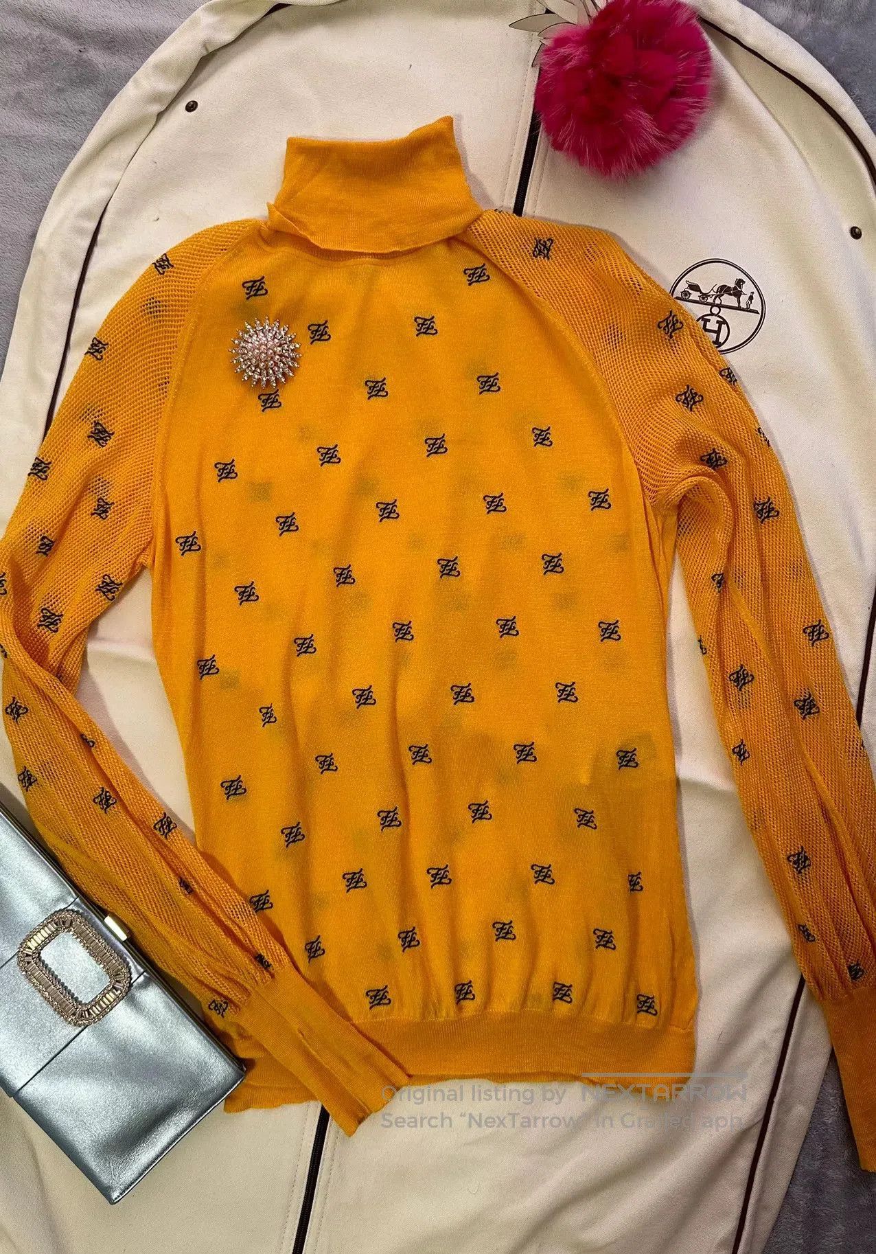 Fendi Embroidered Knit Sweater.