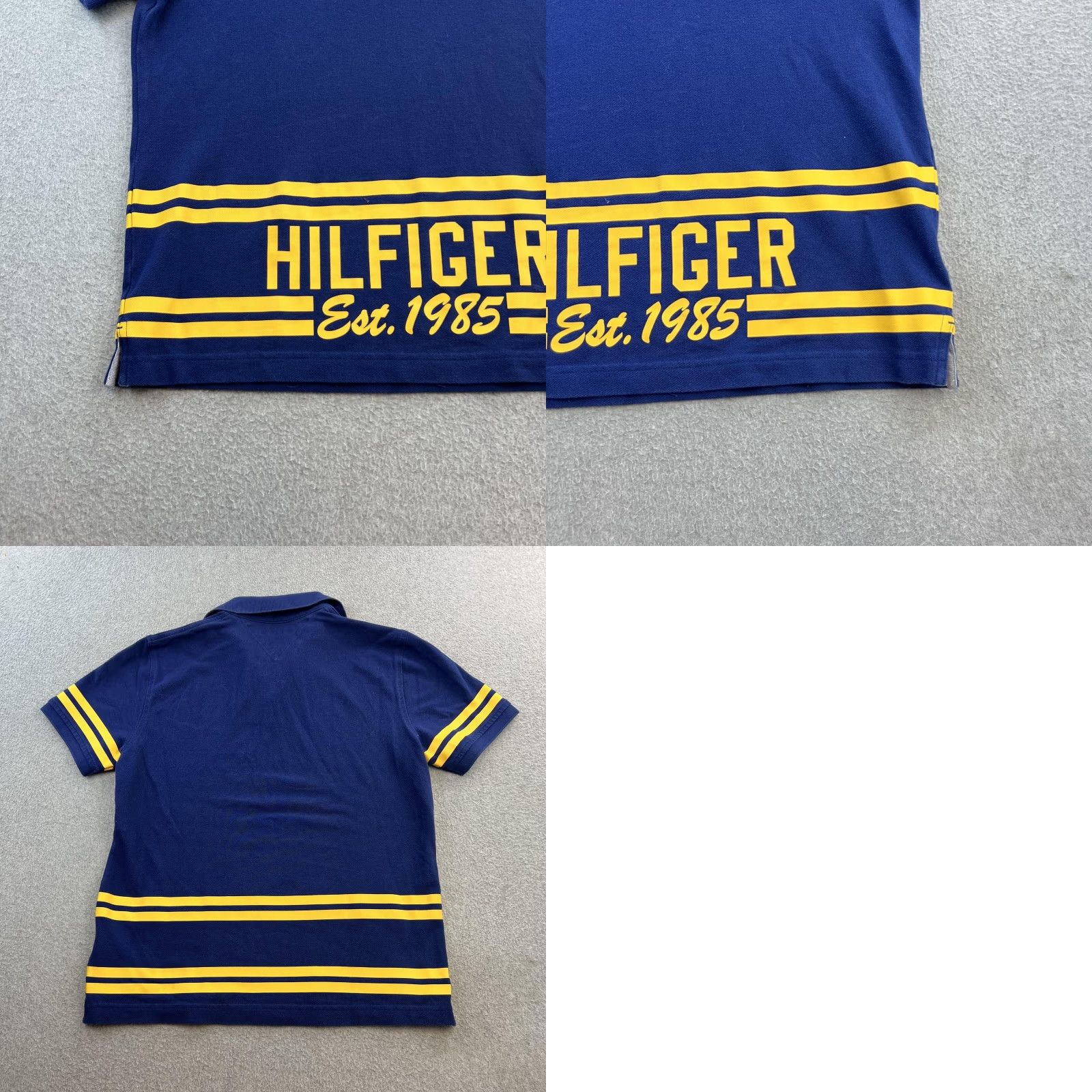 Tommy Hilfiger Tommy Hilfiger Polo Shirt Mens Small Navy Blue Striped Classic Fit Spellout Shirt Size US S / EU 44-46 / 1 - 8 Thumbnail