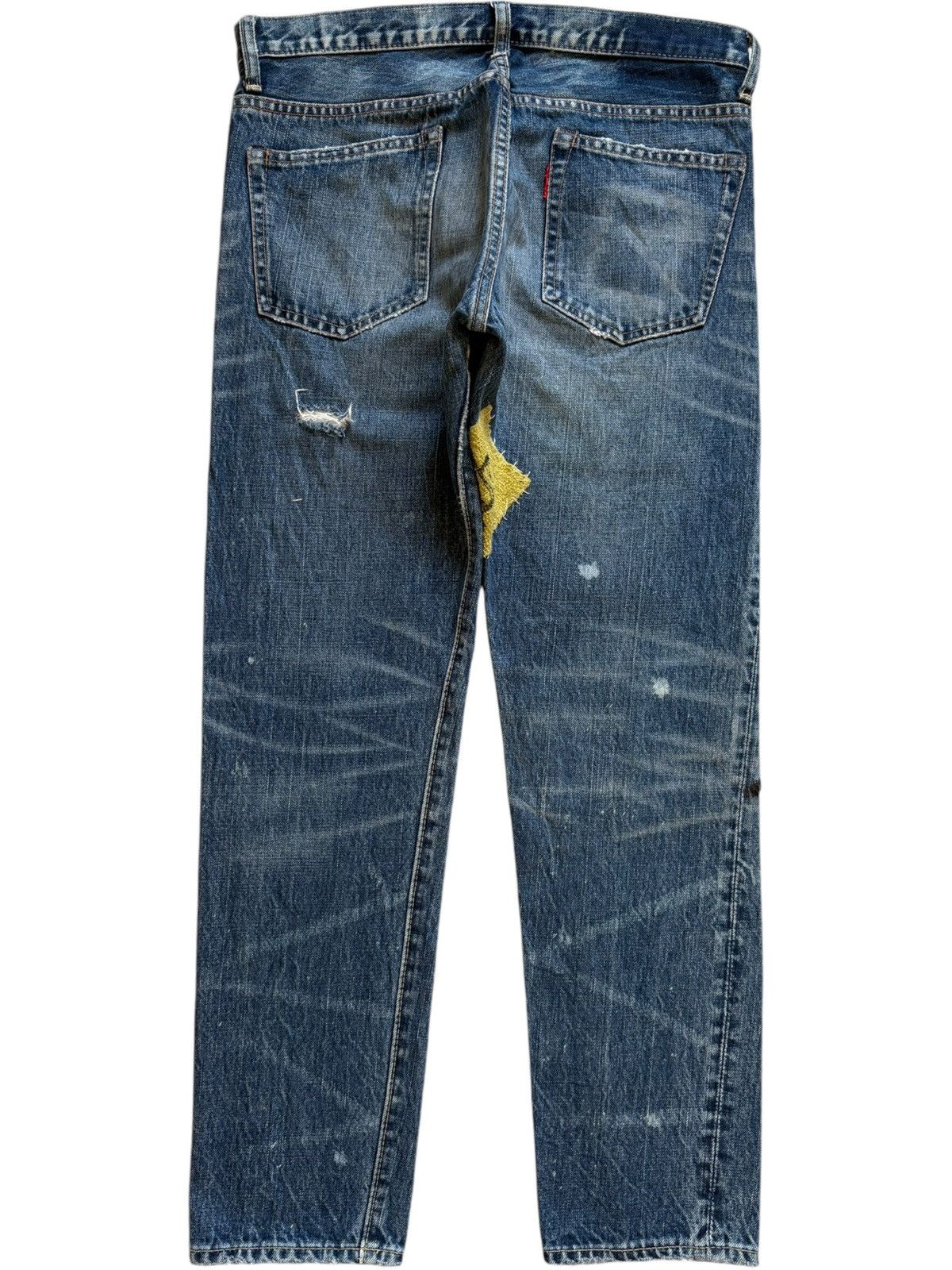 Japanese Brand Vintage Rna Slang Faded Wash Patchwork Distressed Jeans Size 31" - 2 Thumbnail