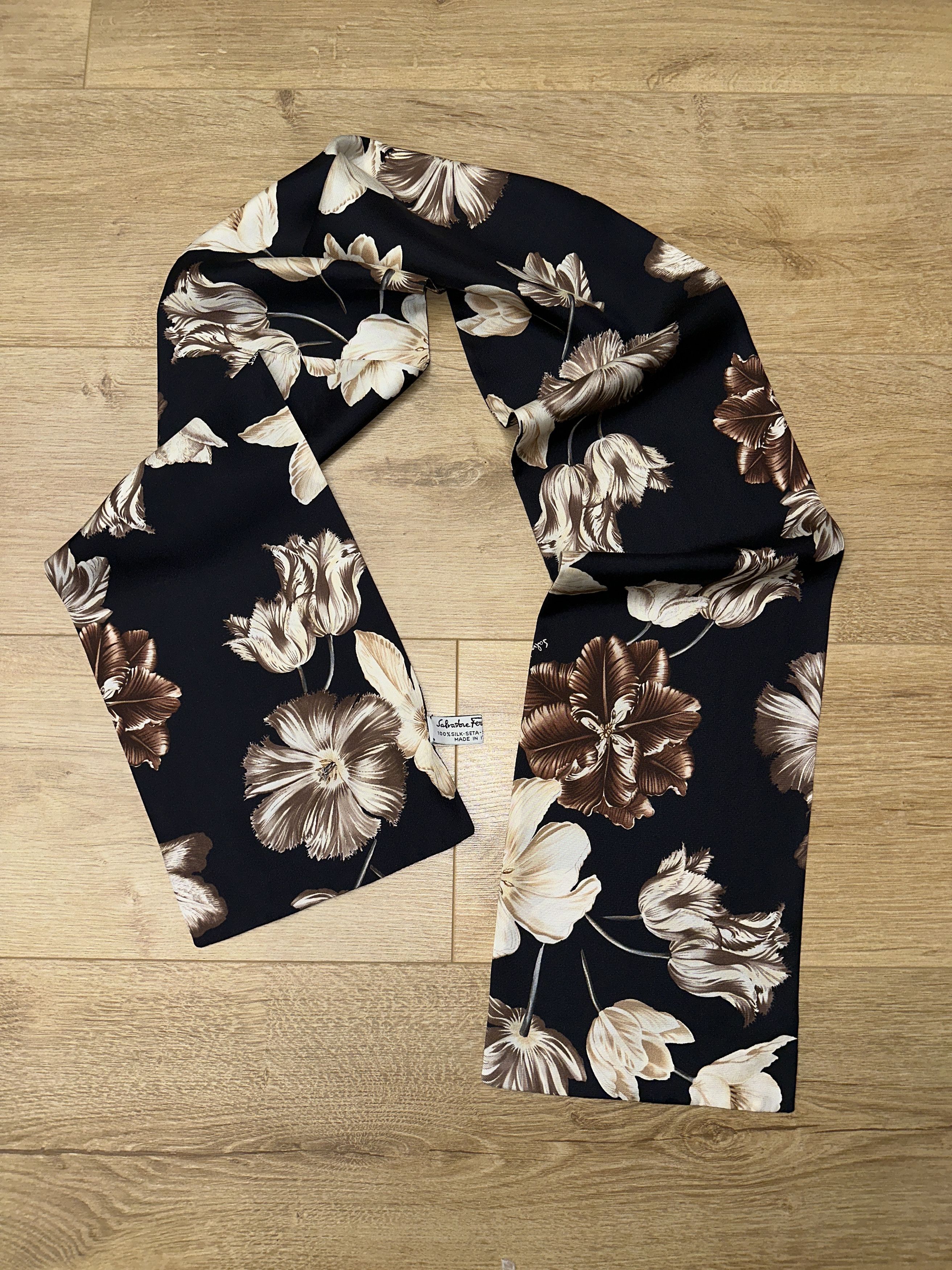 Salvatore Ferragamo Salvatore Ferragamo Silk Floral Scarf Rare Long Neck Tie Size ONE SIZE - 7 Thumbnail