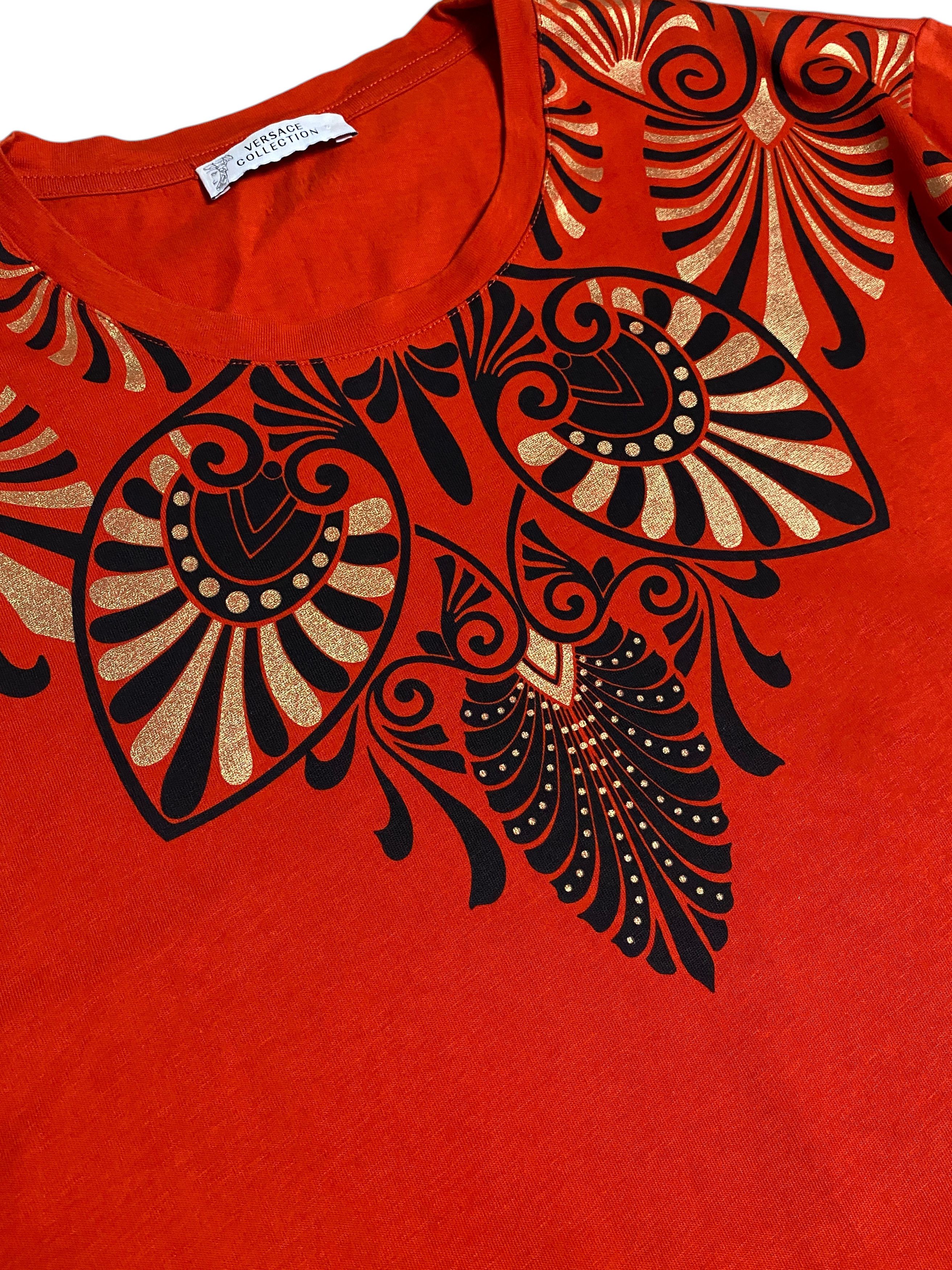 Versace Versace Red Gold Baroque Graphic Print Cotton T Shirt Tee Size US M / EU 48-50 / 2 - 6 Thumbnail