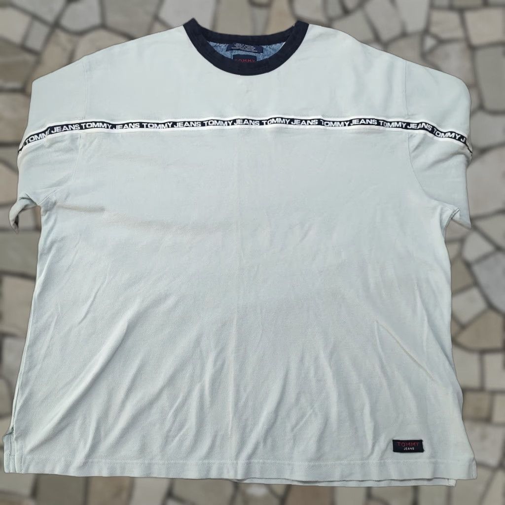 Tommy Hilfiger VINTAGE Tommy Jeans Striped Logo Long Sleeve T Shirt Mens 2XL Blue Size US XXL / EU 58 / 5 - 1 Thumbnail