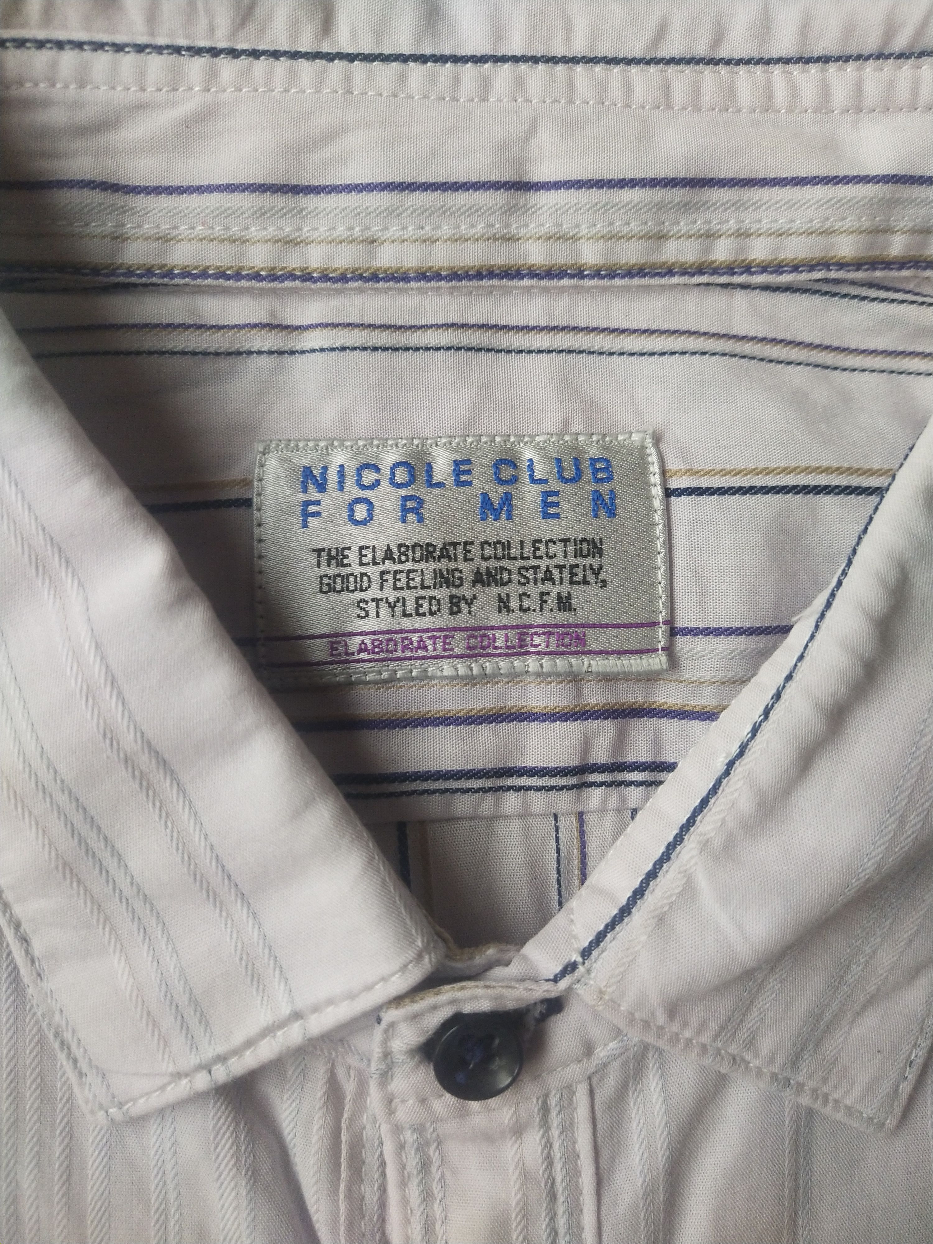 Nicole Club 2000s Nicole Club For Men 3/4 Sleeve Striped Shirt Y2K Japan Size US M / EU 48-50 / 2 - 6 Thumbnail