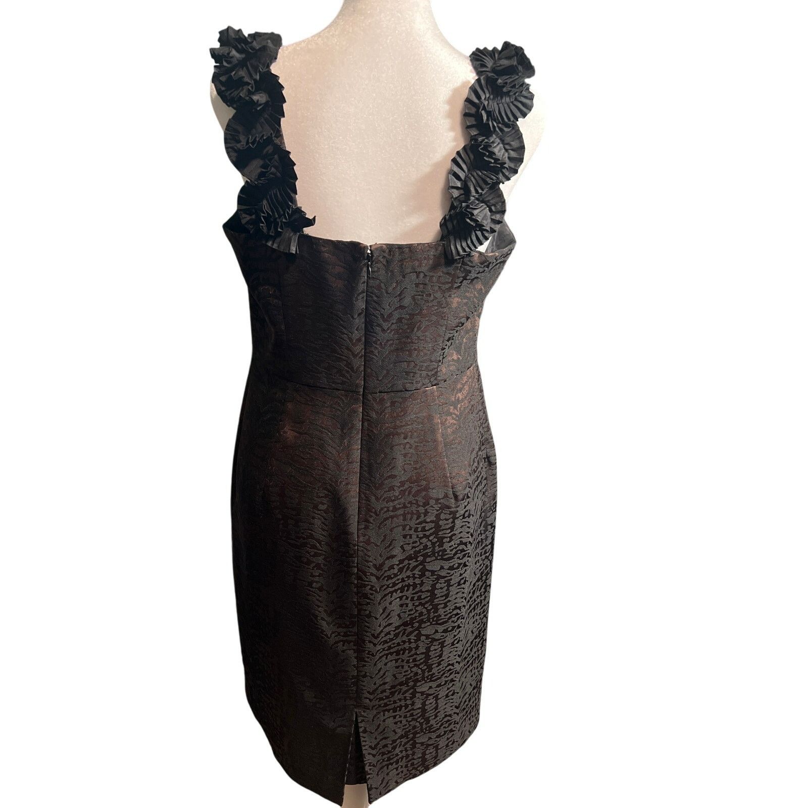 MAGGY LONDON Maggy London Black Brown Cocktail Dress 8 Size M / US 6-8 / IT 42-44 - 3 Thumbnail