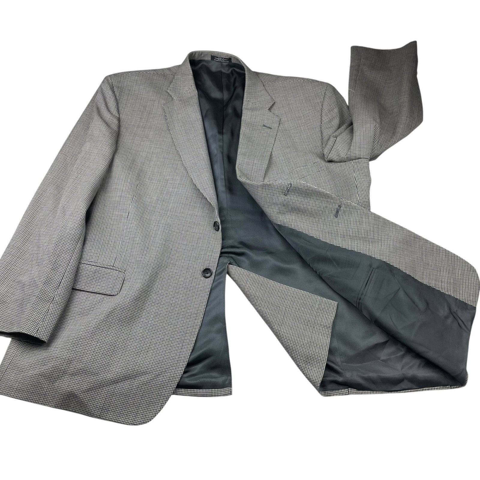 Stafford Stafford Men's 100% Wool 2-Button Blazer Beige/Blue/Gray Hou Size 50R - 3 Thumbnail