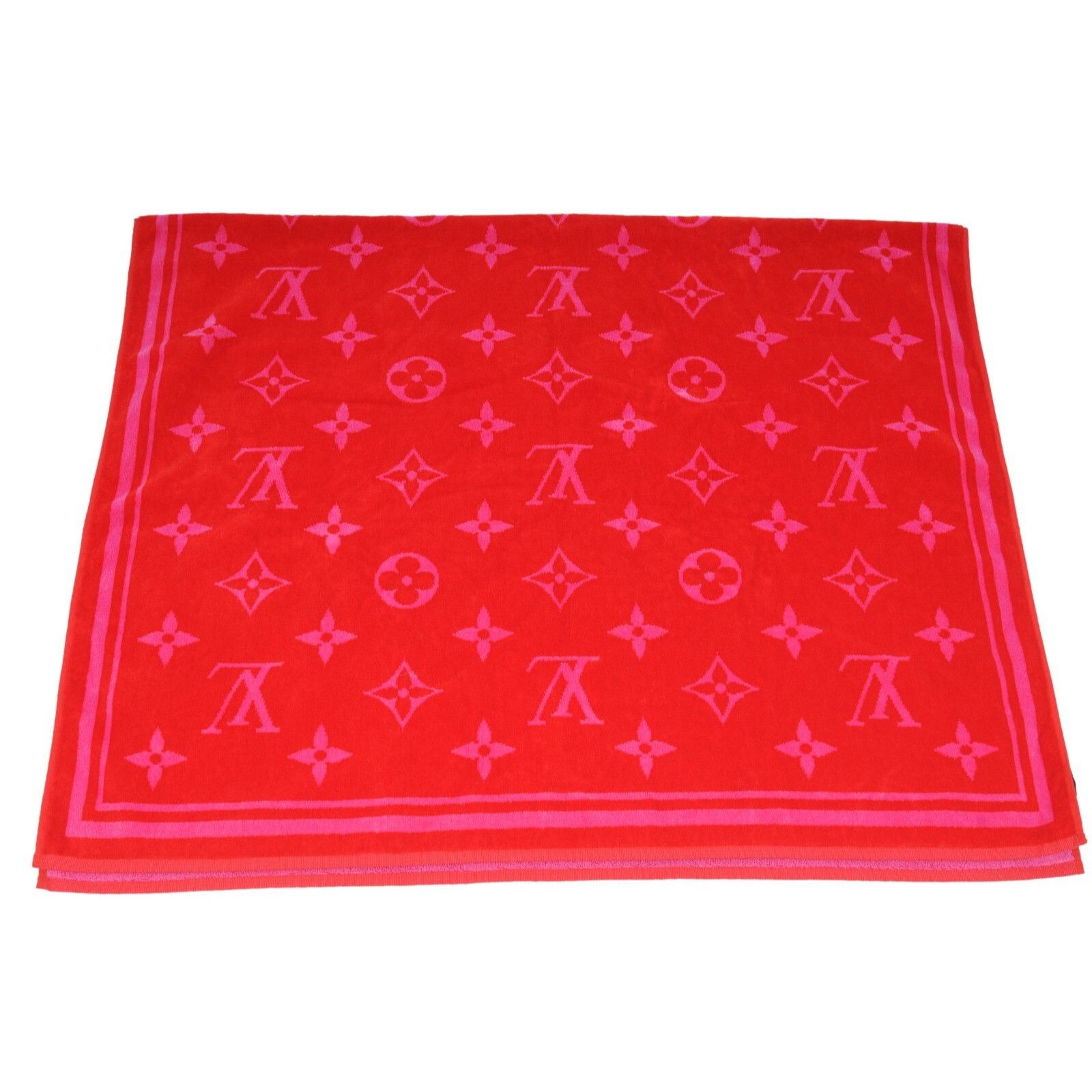 Louis Vuitton Red Pink Drap De Bain Monogram Beach Bath Towel - 01418 Size ONE SIZE - 6 Thumbnail