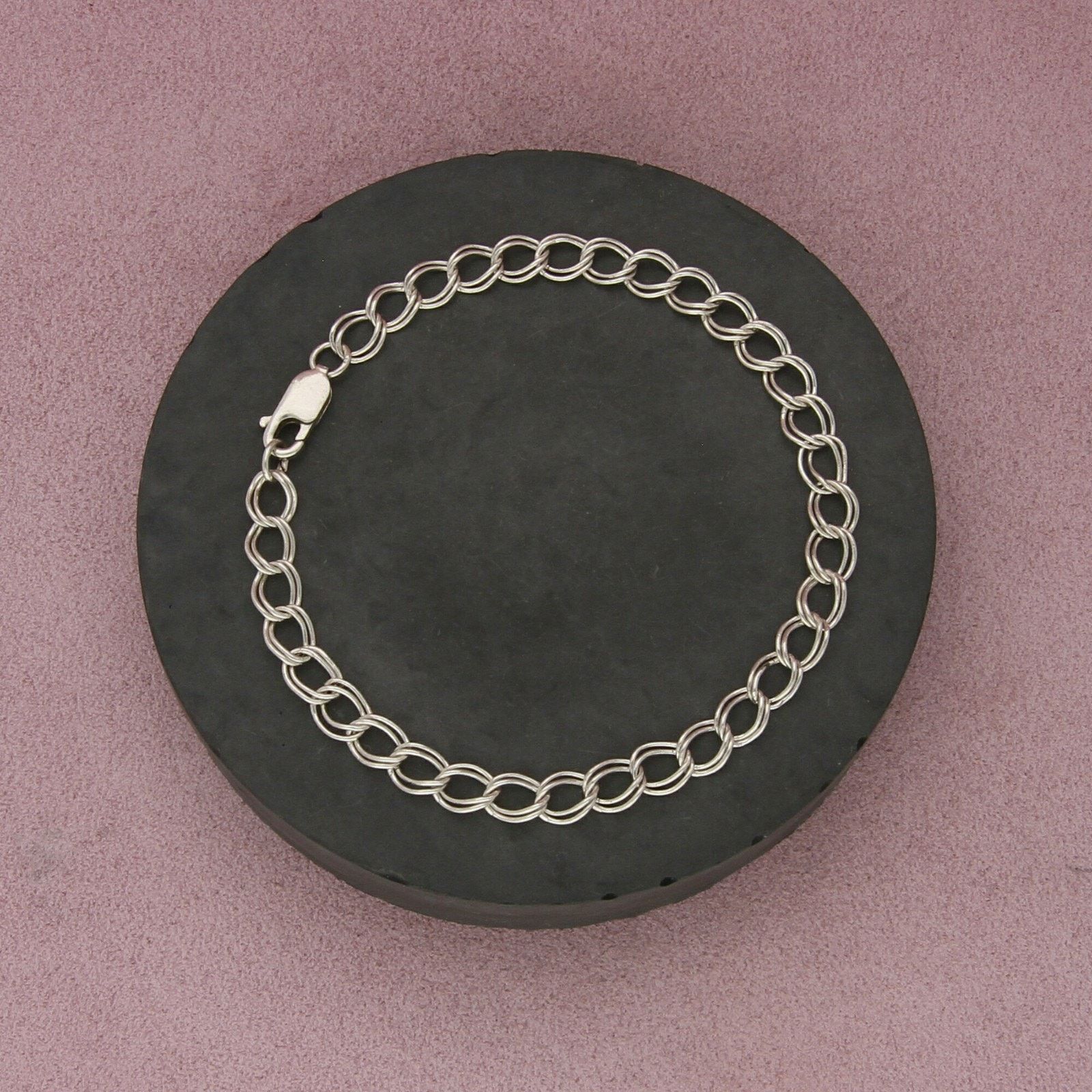 Sterling Silver sterling silver double curb charm chain bracelet size 8.5in Size ONE SIZE - 1 Thumbnail