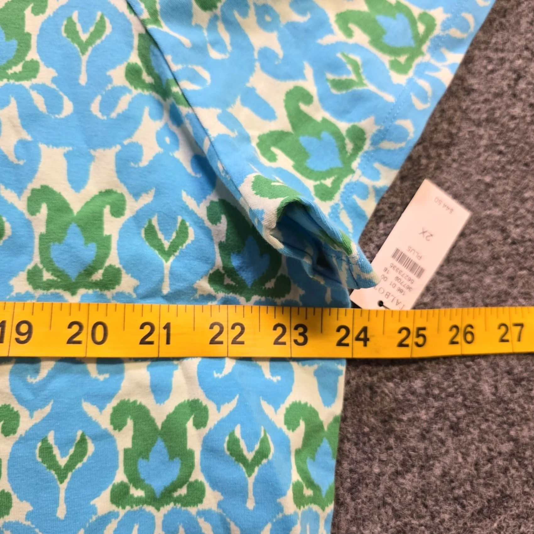 Talbots Talbots Top Shirt Womens 2X Blue Green Short Sleeve Casual Career Geometric Knit Nonlogo Pullover Round Neck Stretchy Fitted Classic Size XXL / US 16-18 / IT 52-54 - 6 Thumbnail