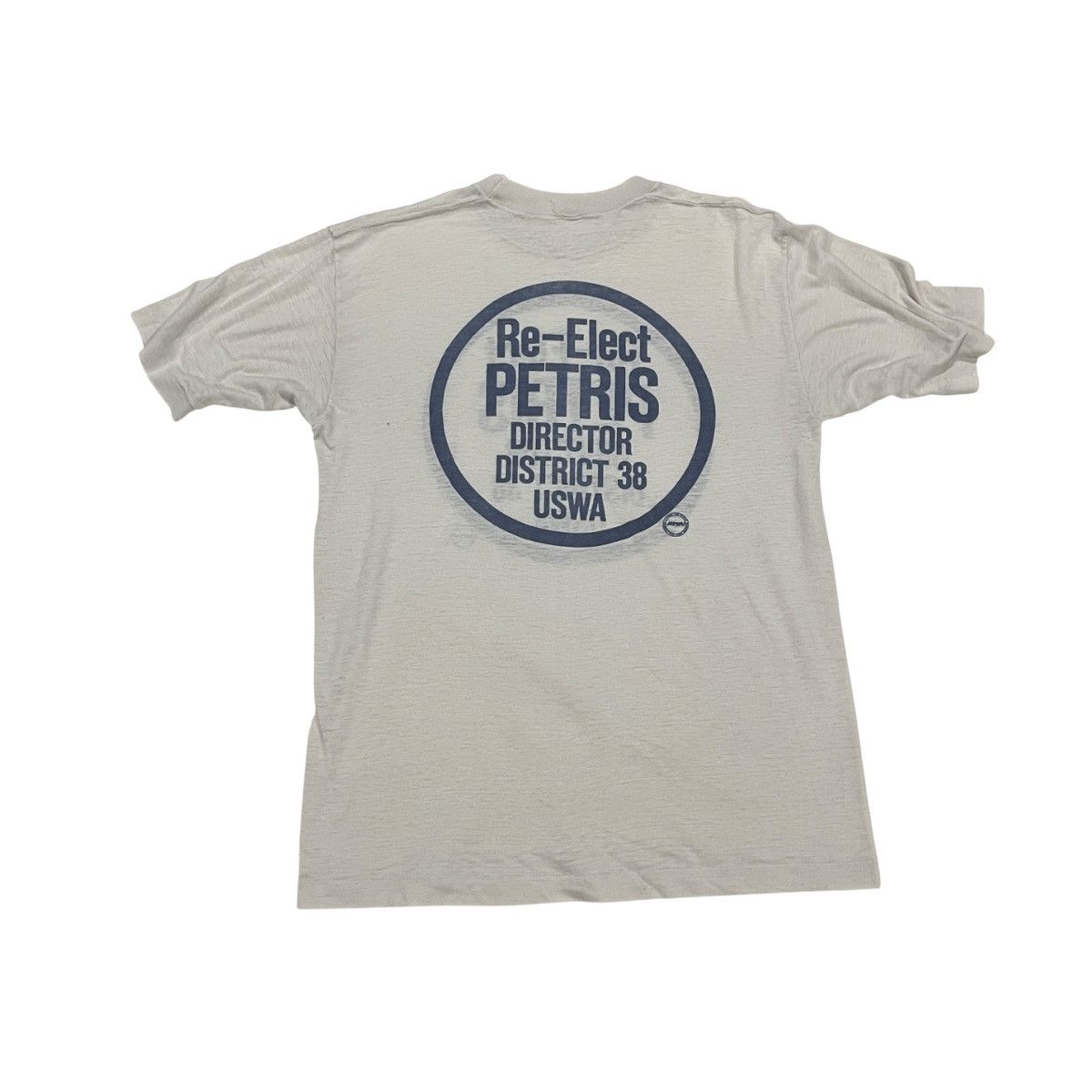 Other paper thin 1980s Re-Elect Petris grey and blue graphic tee Size US M / EU 48-50 / 2 - 2 Thumbnail