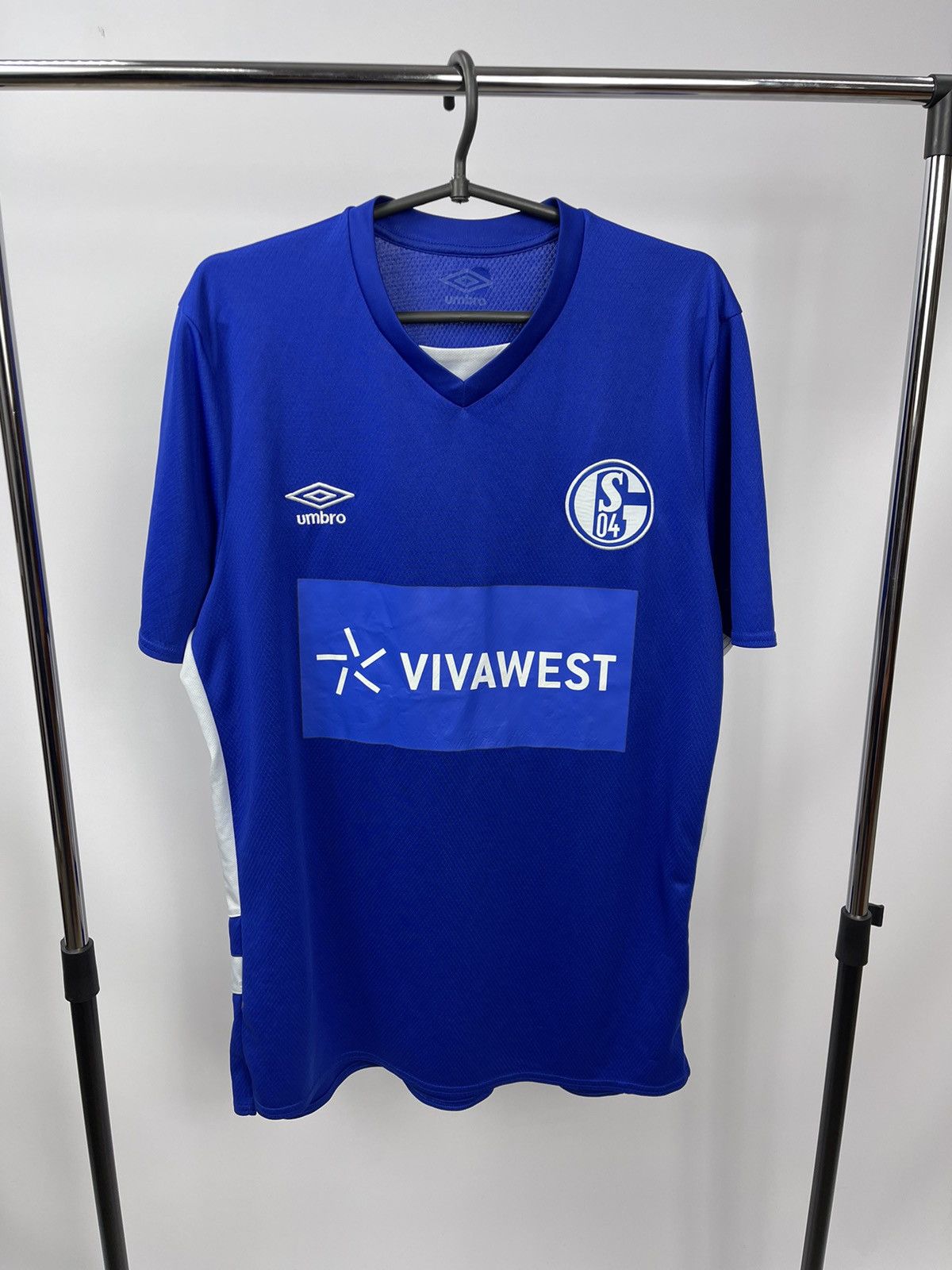 Umbro Mens S04 FC Schalke 04 Home Shirt Jersey Blue Size XL