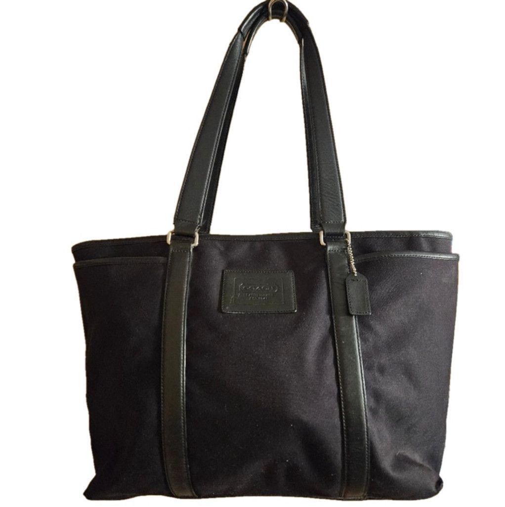 Coach Coach Black Canvas Leather Trim Tote Bag Legacy Leatherware Size ONE SIZE - 3 Thumbnail