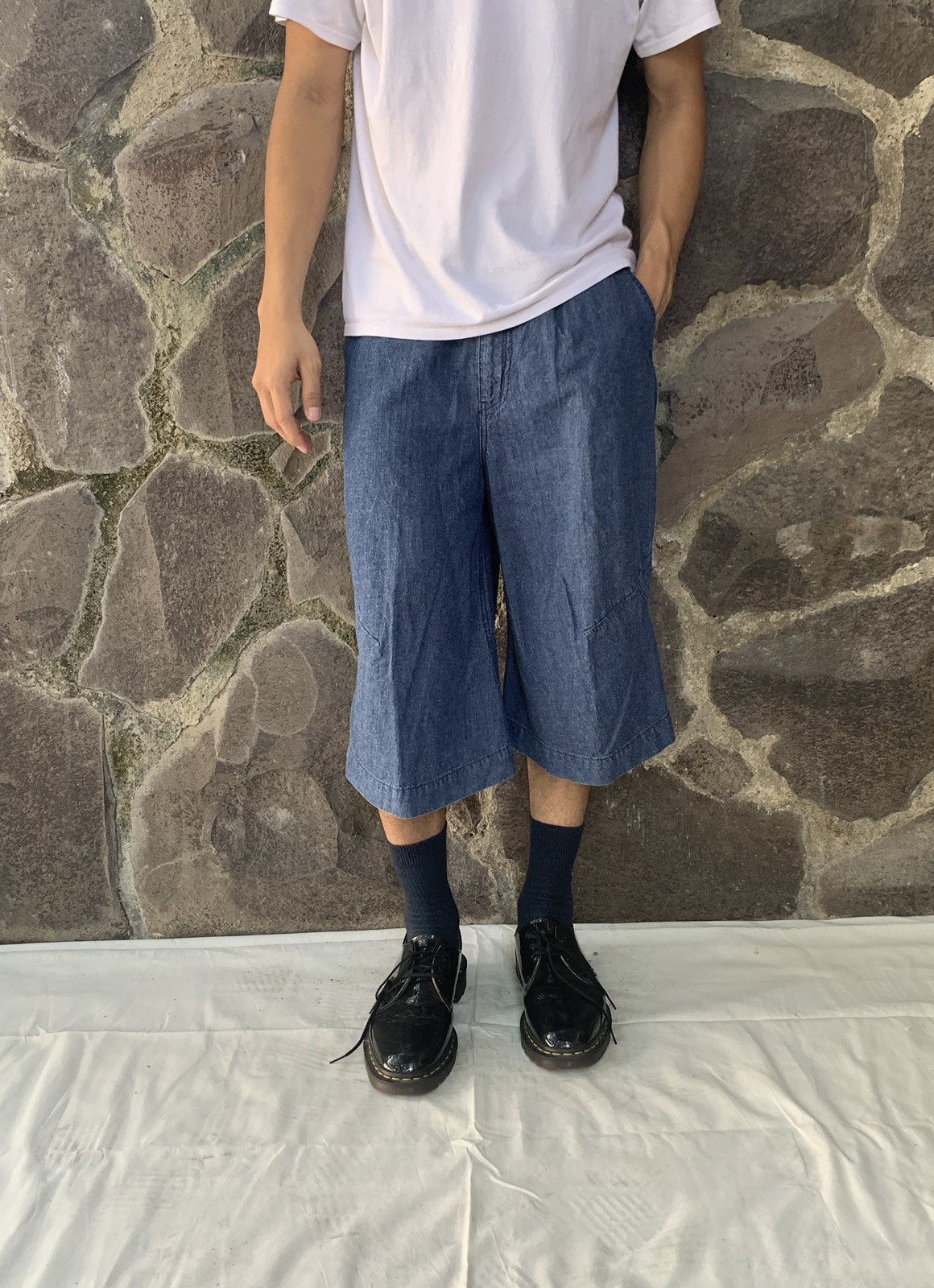 image of Issey Miyake x Ne Net Denim Long Shorts in Blue, Men's (Size 29)