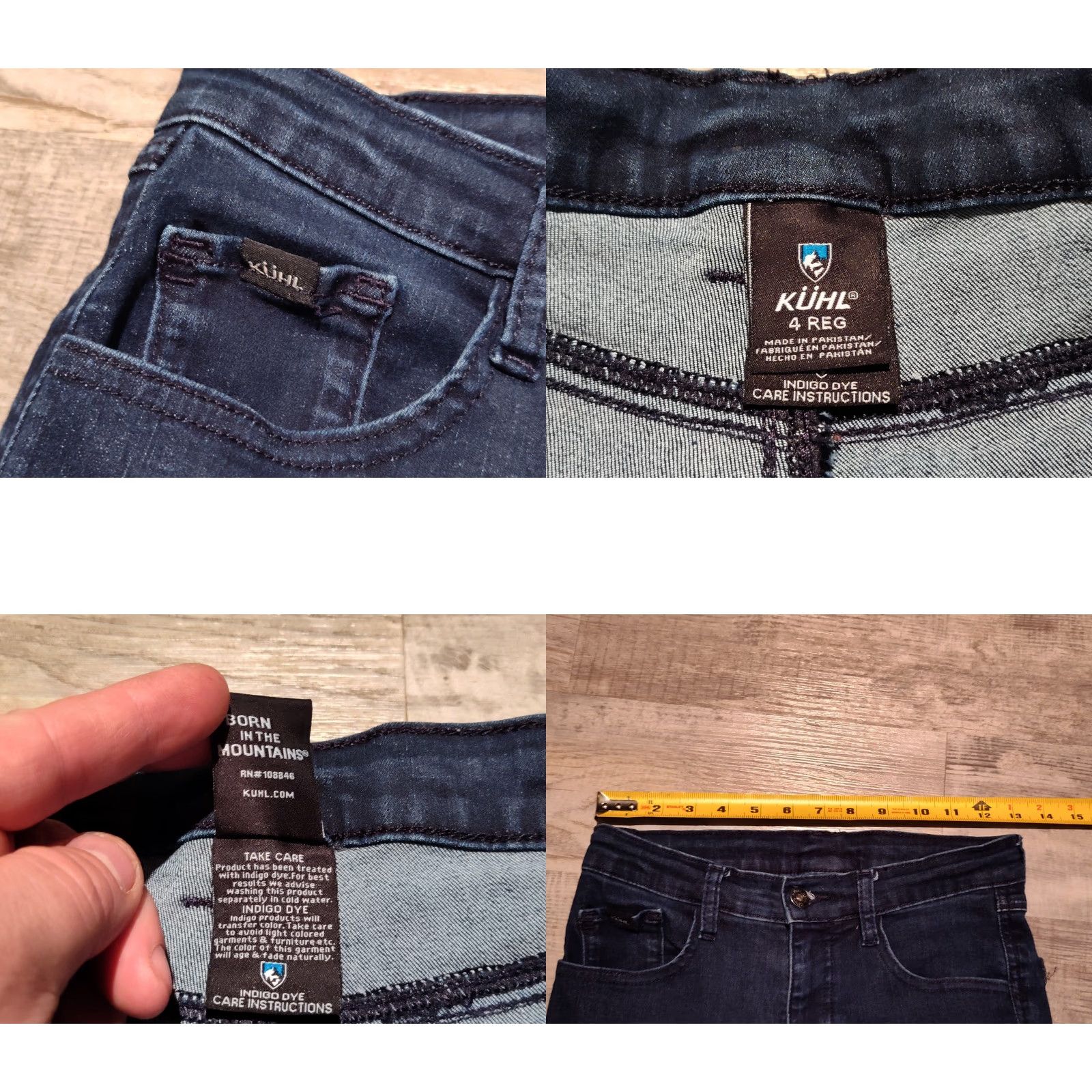 Vintage KUHL Womens Jeans Skinny Stretch 4 Low Rise 29 Inseam Blue Indigo Dye Outdoor Spring Fall EUC Size 27" / US 4 / IT 40 - 8 Thumbnail