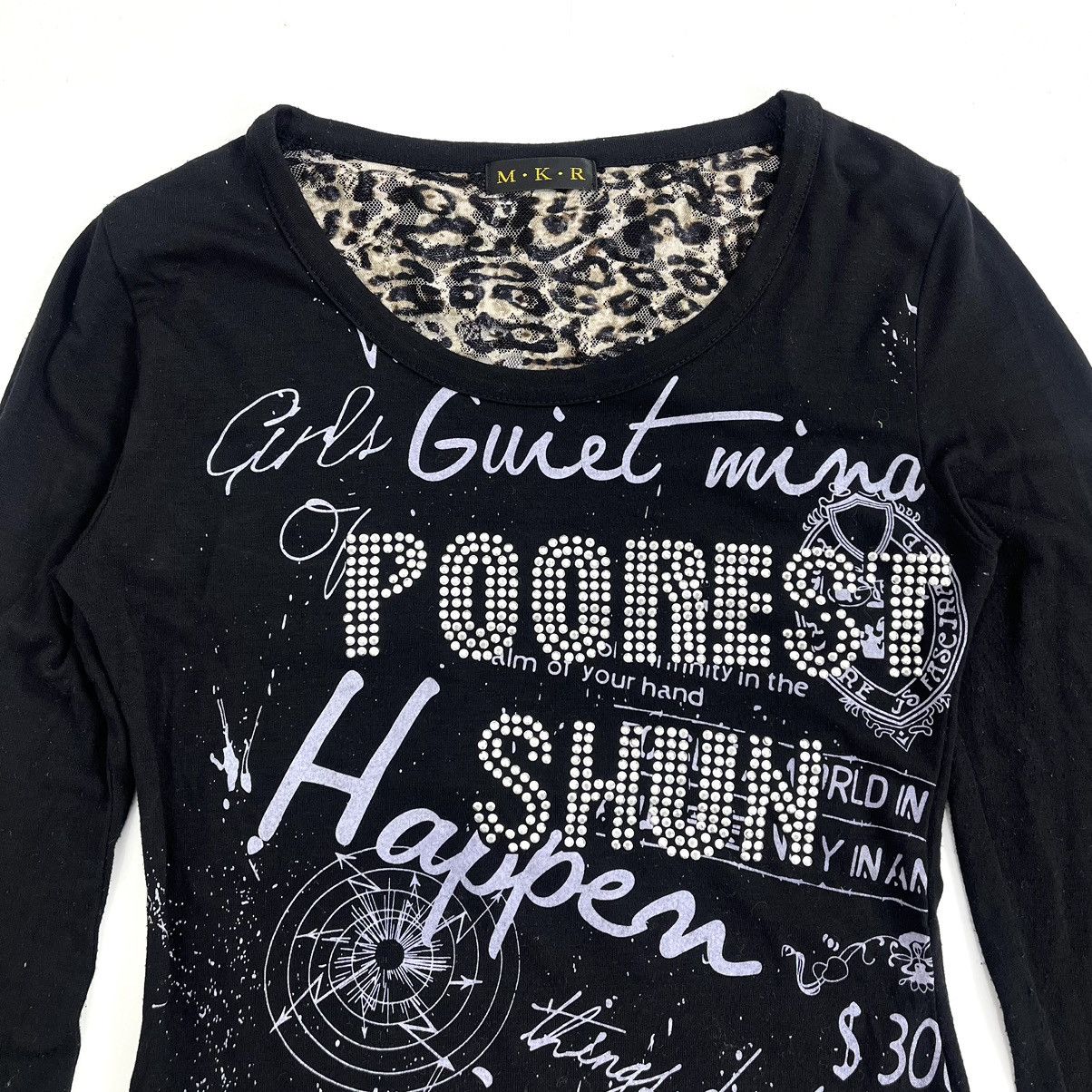 If Six Was Nine × Japanese Brand × Le Grande Bleu (L.G.B.) 2000s MKR Studded Leopard Poem Punk Lgb Style Longsleeve Size US M / EU 48-50 / 2 - 4 Thumbnail