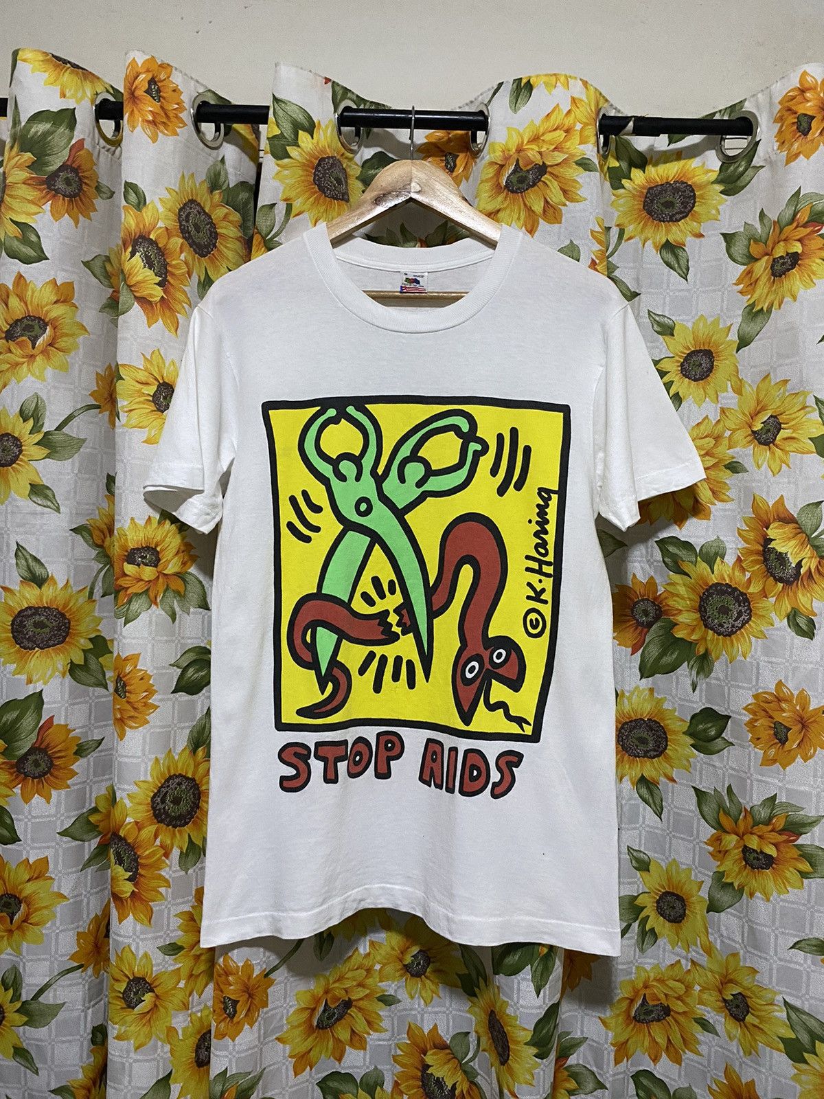 Vintage VINTAGE KEITH HARING STOP AIDS SHIRT 1989 Size US M / EU 48-50 / 2 - 1 Thumbnail