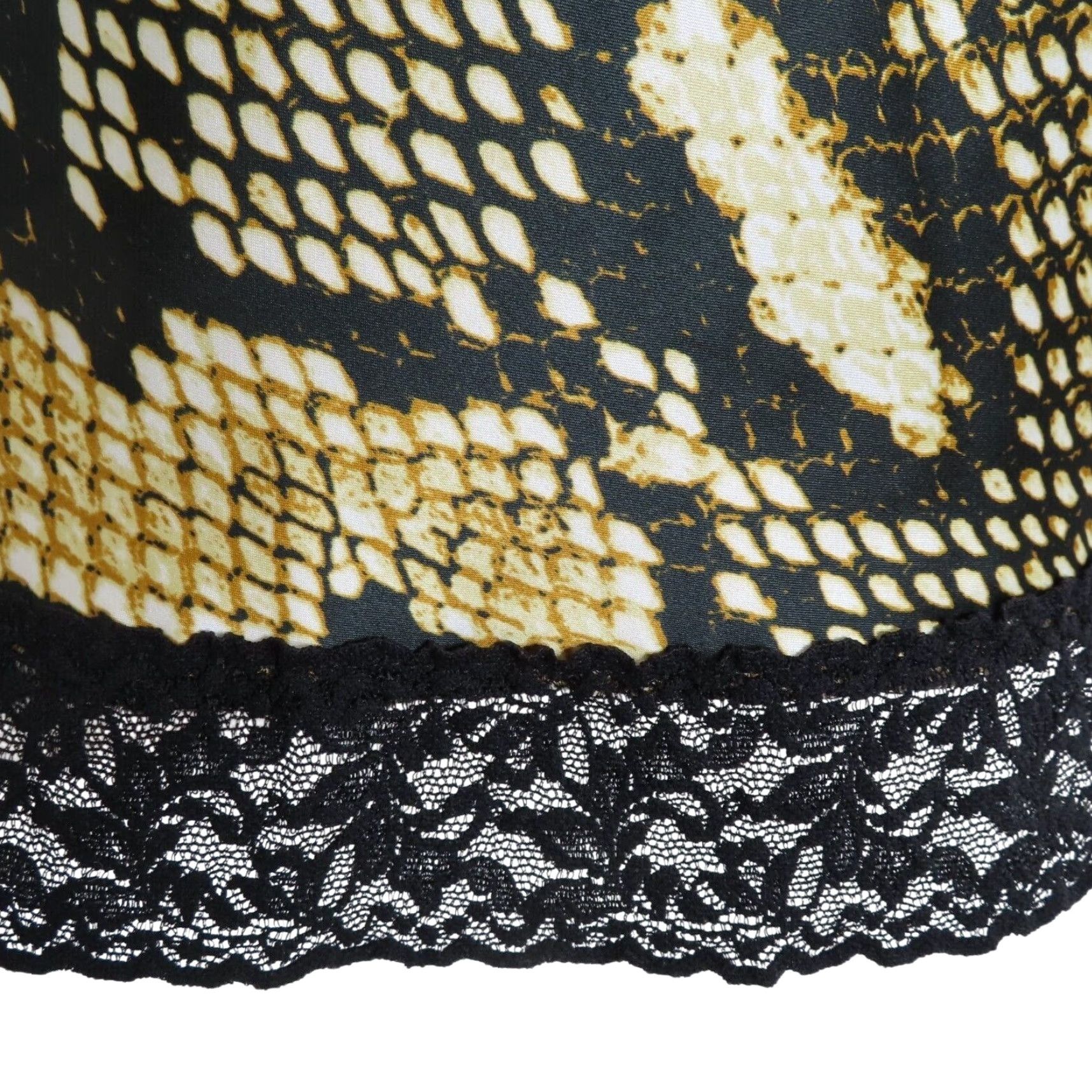 Vintage VINTAGE Cache Womens Small Yellow Snakeskin Print Black Lace Spaghetti Strap Tank Shirt Shirt Size S / US 4 / IT 40 - 3 Thumbnail