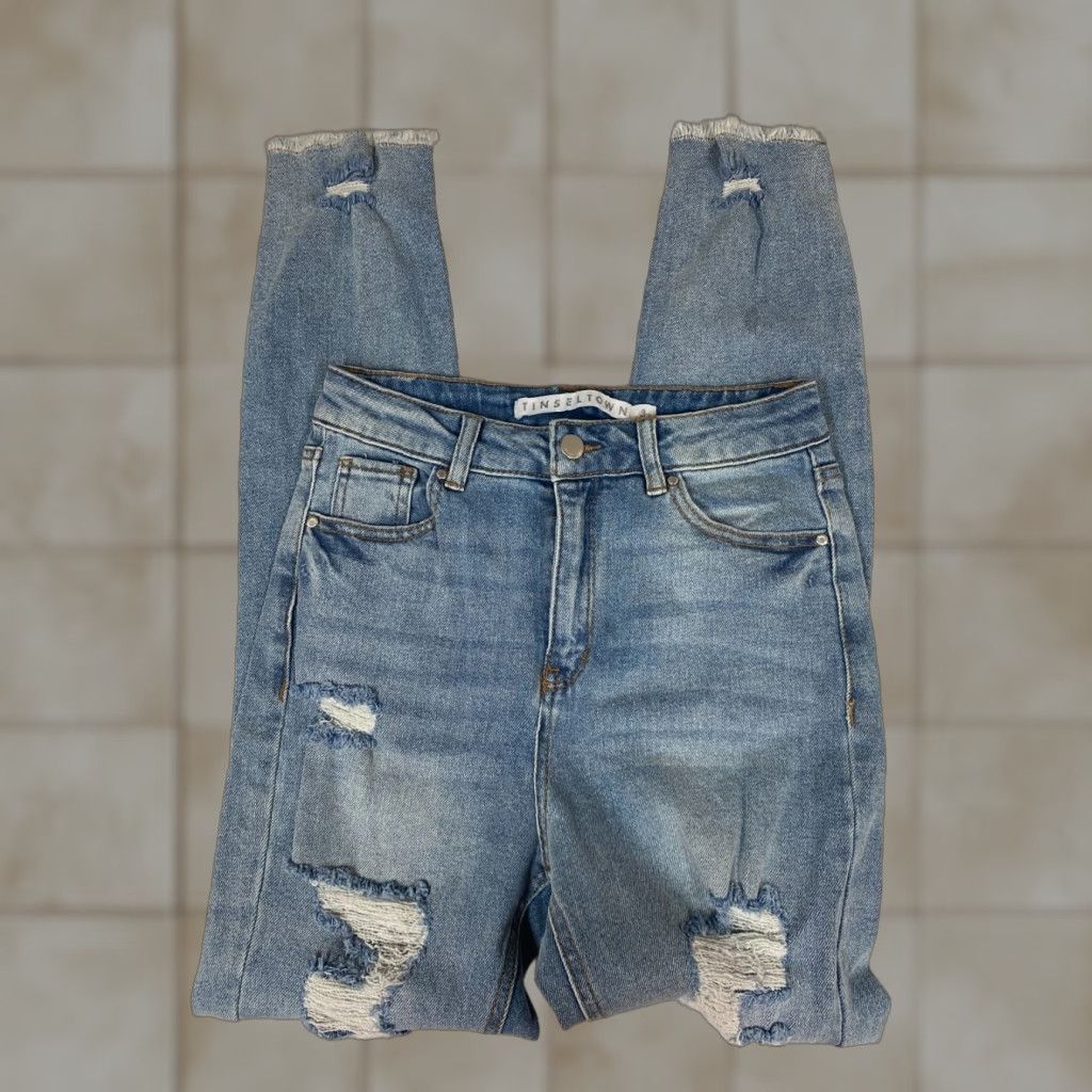 Vintage Tinseltown Womens Jeans 3 blue skinny light Blue Denim Zip Pockets Slim 28in 24in Inseam Regular Designer Size 26" / US 2 / IT 38 - 1 Thumbnail