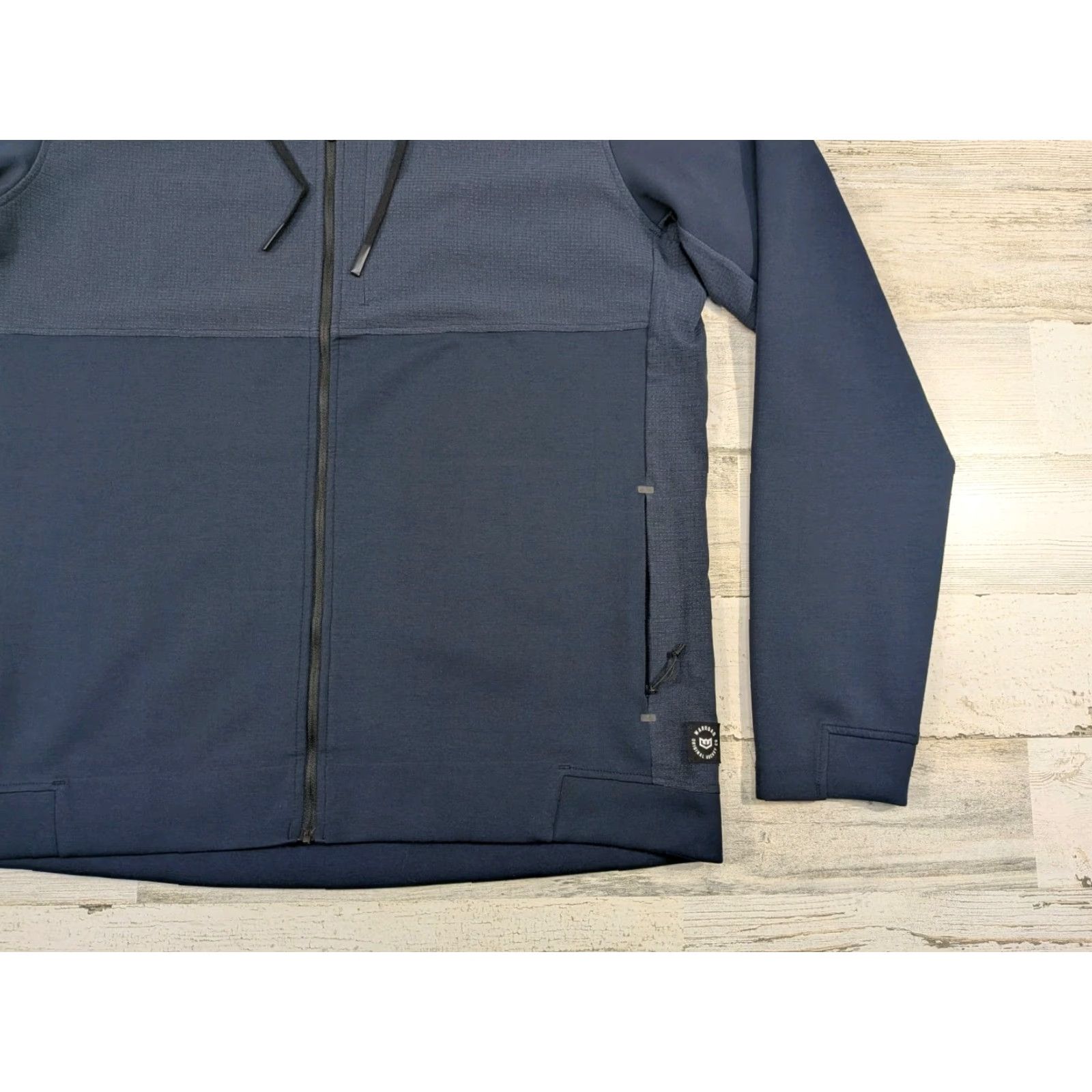 Warroad Hoodie Mens Large Navy Full Zip Performance Stretch Hooded Zip Pockets Logo Winter Fall Sports Outdoor Mens