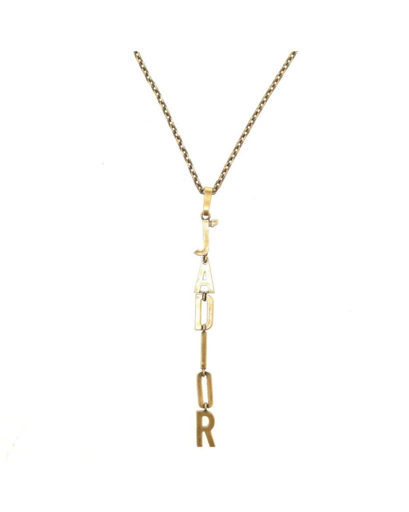 image of Dior Gold Metal Pendant Necklace, Women's