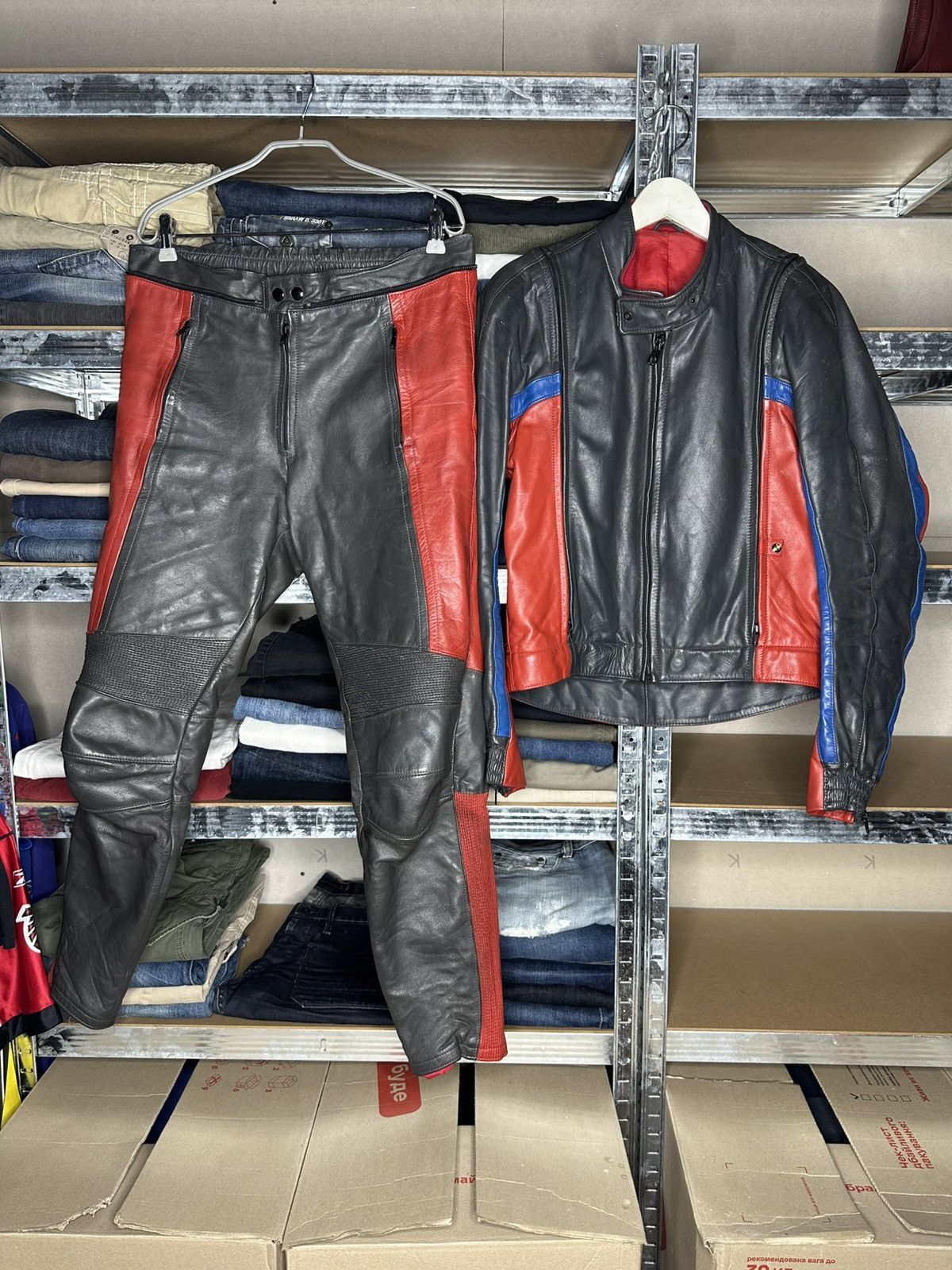 BMW BMW Motorrad Leather Jacket & Pants Set W. Germany 80s Suit Size US L / EU 52-54 / 3 - 1 Thumbnail