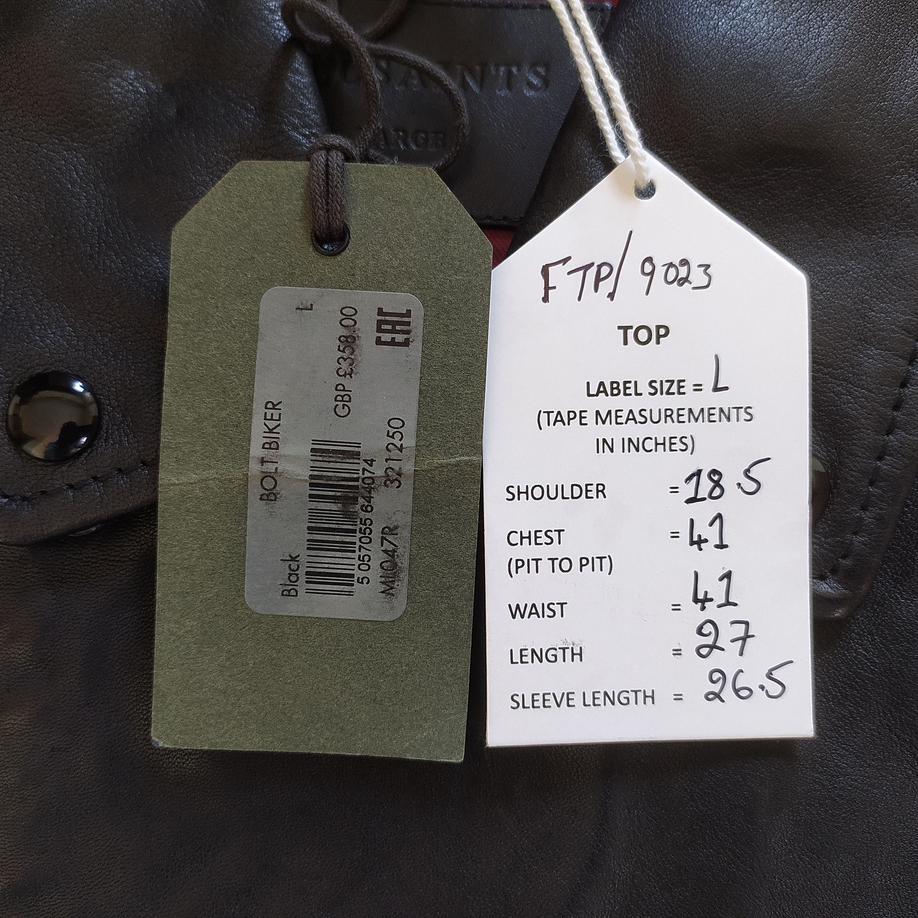 Allsaints ALLSAINTS Bolt Biker Leather Jacket Free Shipping FTP/9023 Size US L / EU 52-54 / 3 - 11 Thumbnail