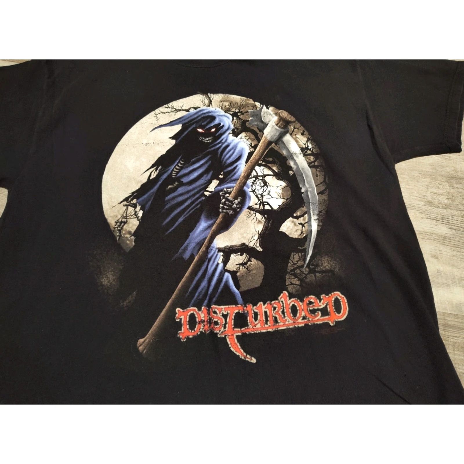 Hanes VINTAGE Hanes Heavy Metal Band T-Shirt Men XL Y2K Disturbed Reaper Black Cotton Size US XL / EU 56 / 4 - 2 Thumbnail