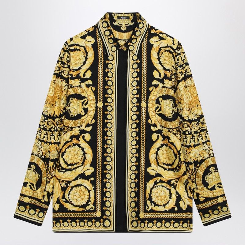 Versace Versace Black And Gold Printed Silk Twill Shirt Size M / US 6-8 / IT 42-44 - 1 Thumbnail