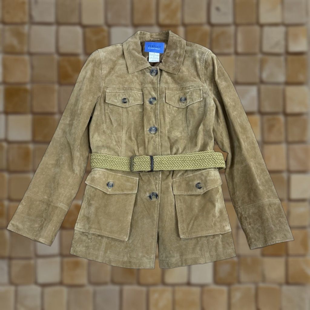 Vintage VINTAGE Ideal by Carson Kressly Brown Suede Button Up Jacket Belted Coat M Women Size M / US 6-8 / IT 42-44 - 1 Thumbnail