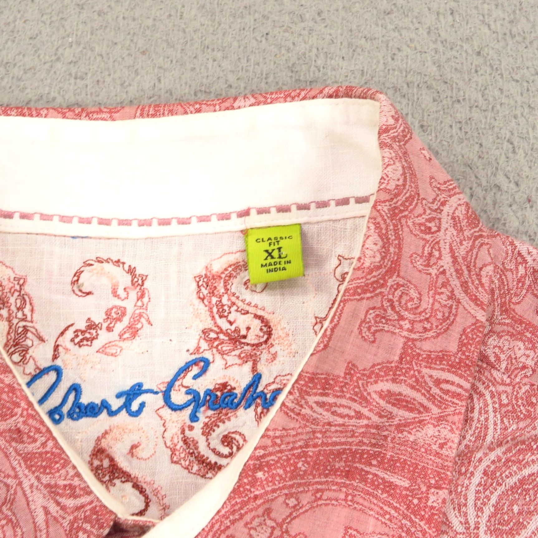Robert Graham VINTAGE: No — (Not Vintage) Robert Graham Shirt XL Mens Linen Cotton Red Paisley Crazy Flip Cuff Classic Fit Size US XL / EU 56 / 4 - 4 Thumbnail
