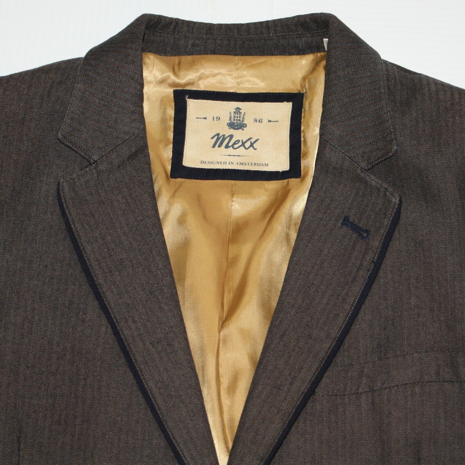 Mexx Brown Stripe 2 Button Sport Coat Blazer Jacket size US 44R Size 44R - 2 Thumbnail