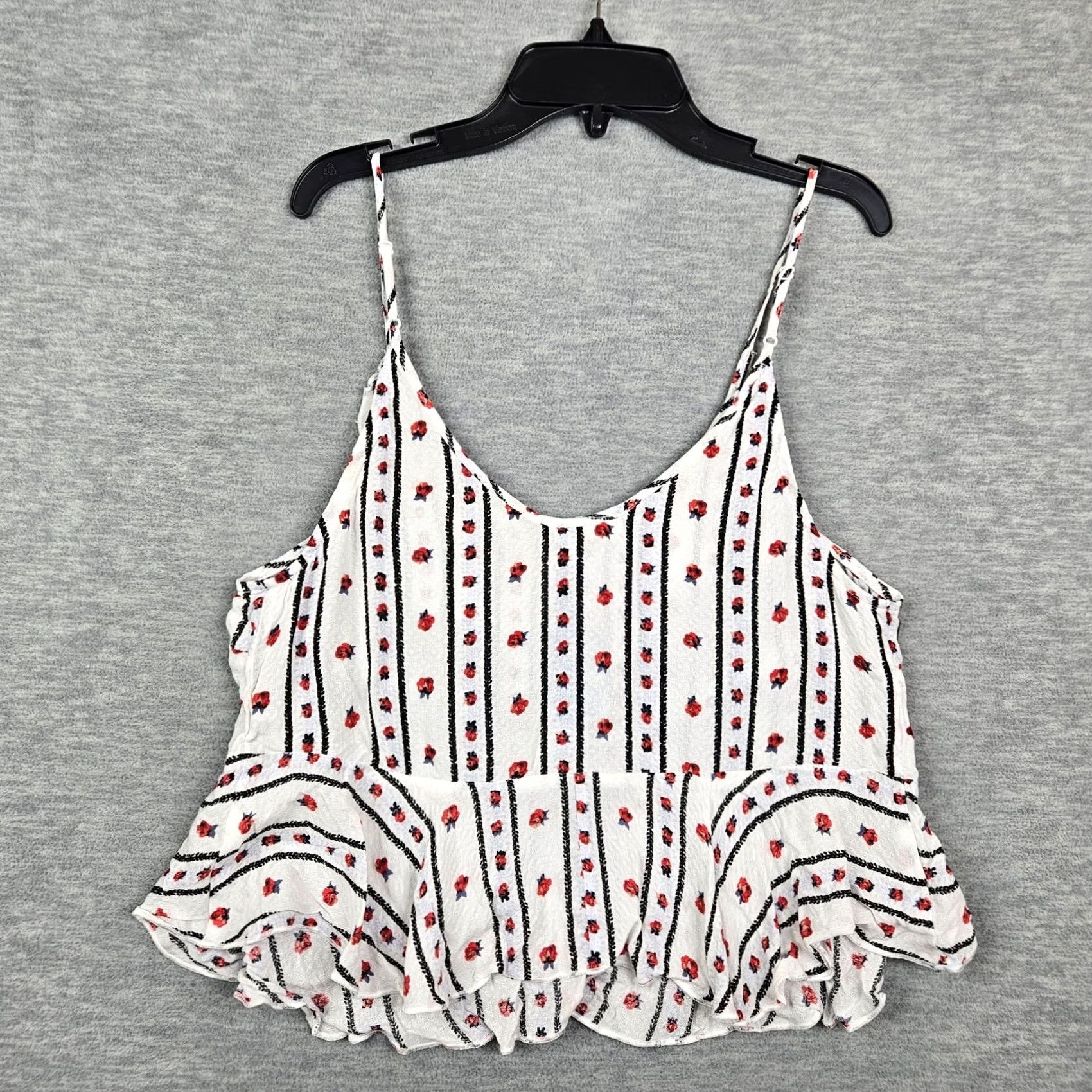 Free People Free People Ivory Floral Printed Crop Tank Top Sleeveless Round Neck XS? (size S) — but keep original: Size S Size S / US 4 / IT 40 - 2 Thumbnail