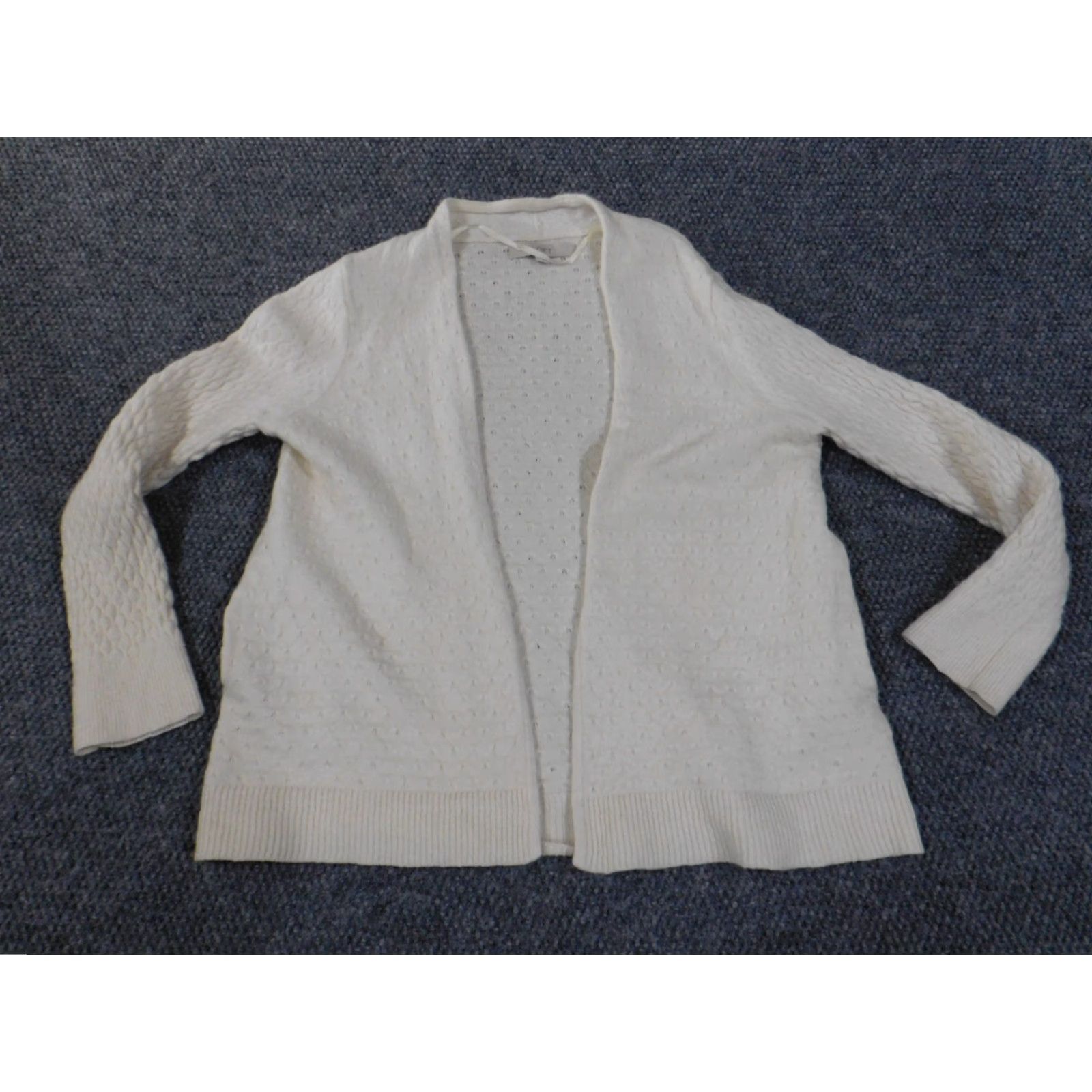 Loft LOFT Cardigan Sweater White L Womens Mock Neck Knit Wool Rayon Stretch Casual Modern Regular Size L / US 10 / IT 46 - 2 Thumbnail