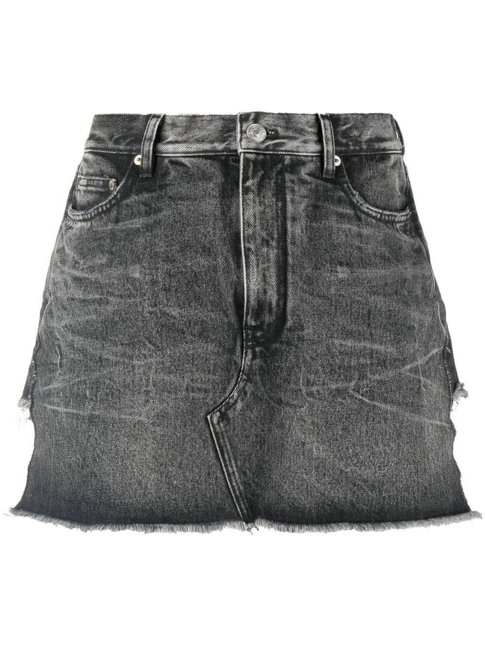 Balenciaga o1la1rc1a1024 Trompe l'Oeil Organic Denim Skirt Noir/Iceberg Size 27" / US 4 / IT 40 - 1 Thumbnail