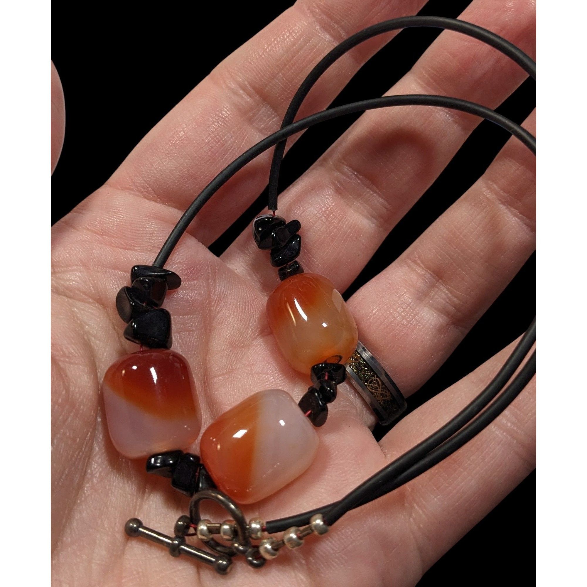 Other Handmade Carnelian Beaded Necklace With Onyx Chip Accents Size ONE SIZE - 3 Thumbnail