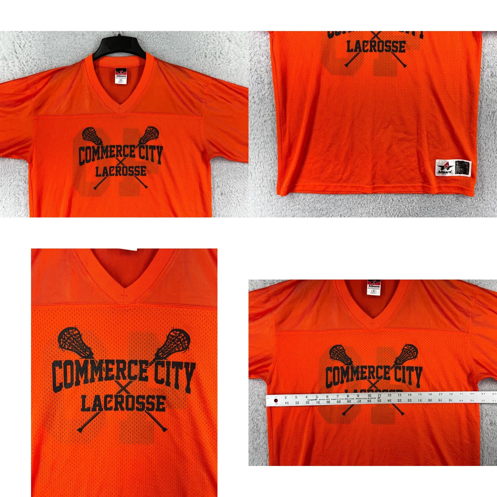 Vintage Alleson Athletic T-Shirt Mens M Orange V-Neck Polyester Shirt Sports Logo 90s? Size US M / EU 48-50 / 2 - 8 Thumbnail