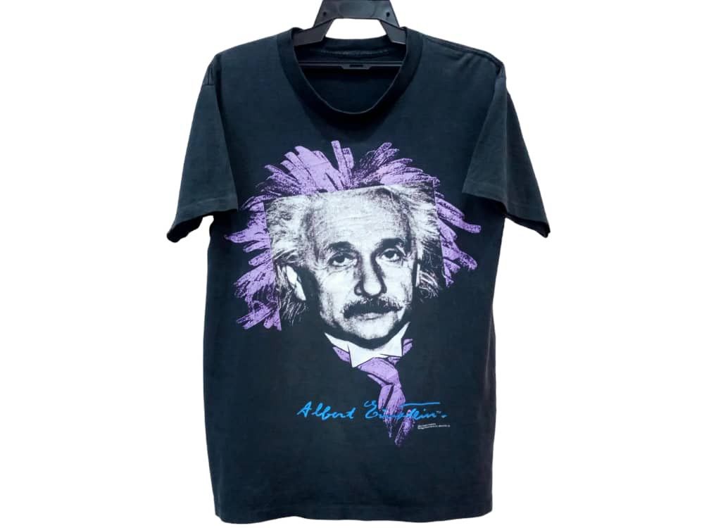 image of Movie x Vintage Albert Einstein T Shirt in Black, Men's (Size Medium)
