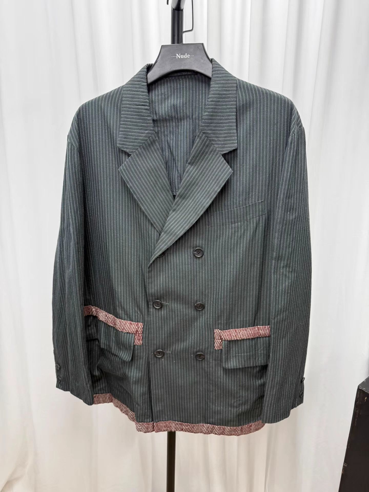 Yohji Yamamoto yohji yamamoto pour homme 96SS Loose Striped Wool Jacket K20 Size US S / EU 44-46 / 1 - 1 Thumbnail