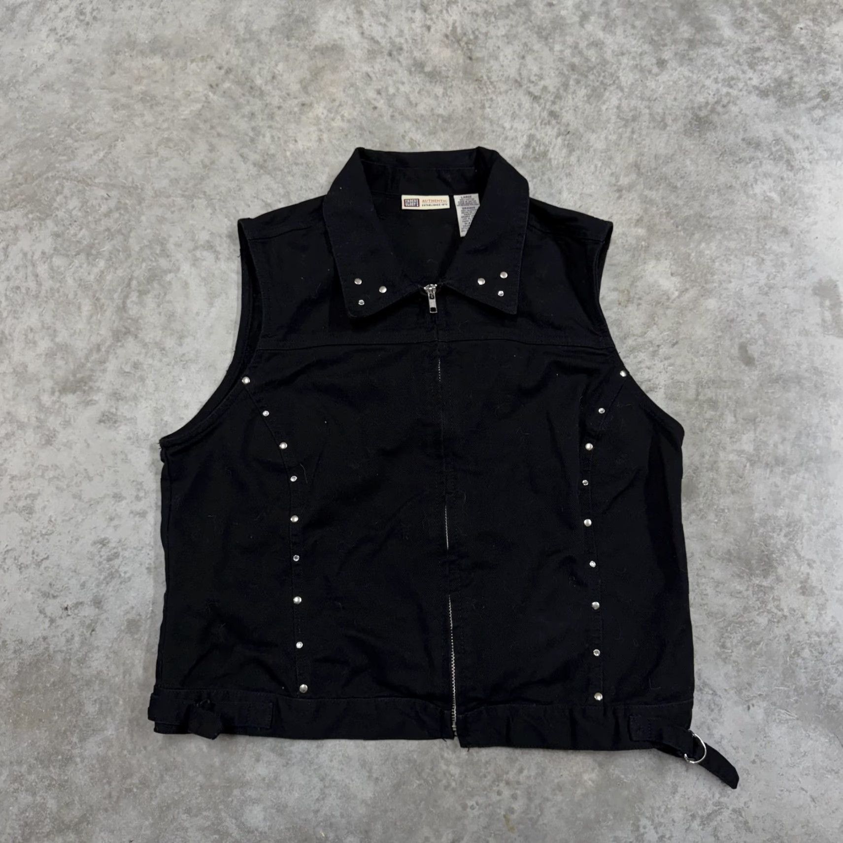 Faded Glory Faded Glory Vest Womens Large Black Denim Studded Harley Davidson Biker Size L / US 10 / IT 46 - 3 Thumbnail