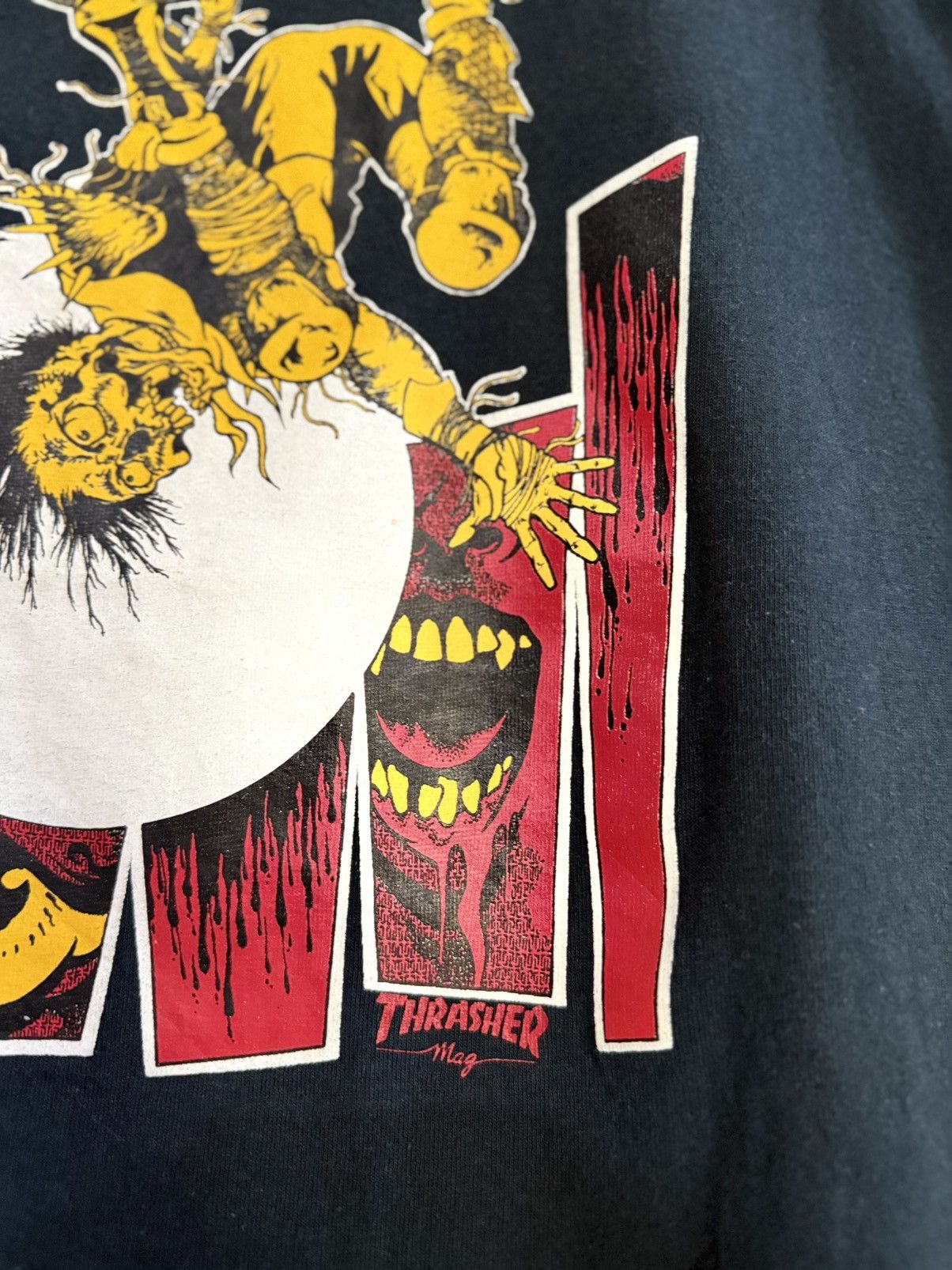 Hook-Ups Vintage 90s Thrasher Mag Pushead Skateboard Faded Tee Size US M / EU 48-50 / 2 - 3 Thumbnail