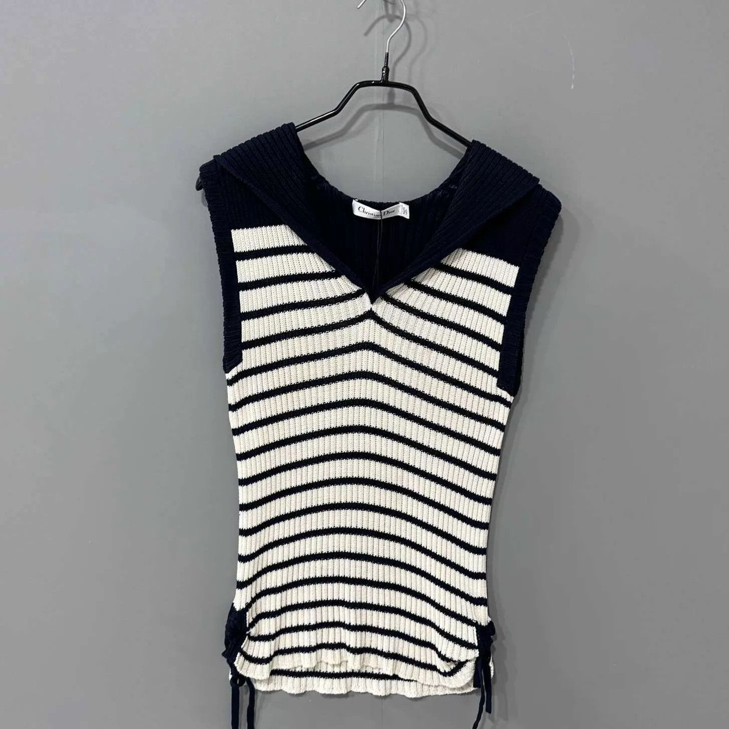 Dior Dior Navy Collar Logo Striped Knit Sweater Size 40 Size M / US 6-8 / IT 42-44 - 2 Thumbnail