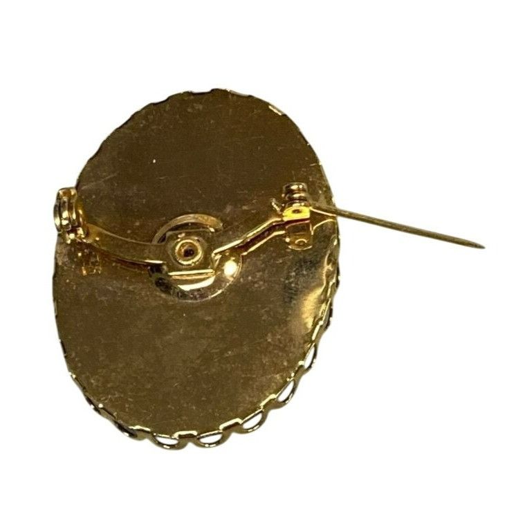 Other Vintage Floral Black and White Cameo Brooch Pin Gold-Tone Sc Size ONE SIZE - 5 Thumbnail