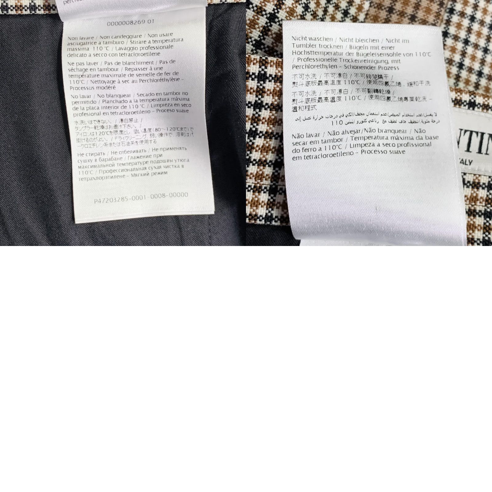 Valentino VALENTINO Suit Size 38 Tan Black White Plaid Wool Notch Lapel Size 38R - 11 Thumbnail