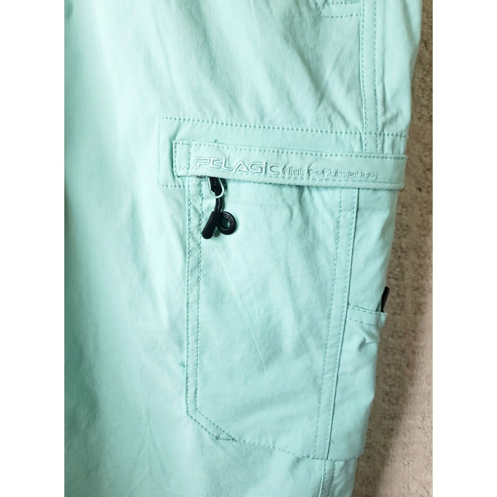 Vintage PELAGIC Traverse Fishing Short Mens Aqua Nylon 44 Lightweight Stretch 4-Way Pockets Cargo" Size US 44 / EU 60 - 4 Thumbnail