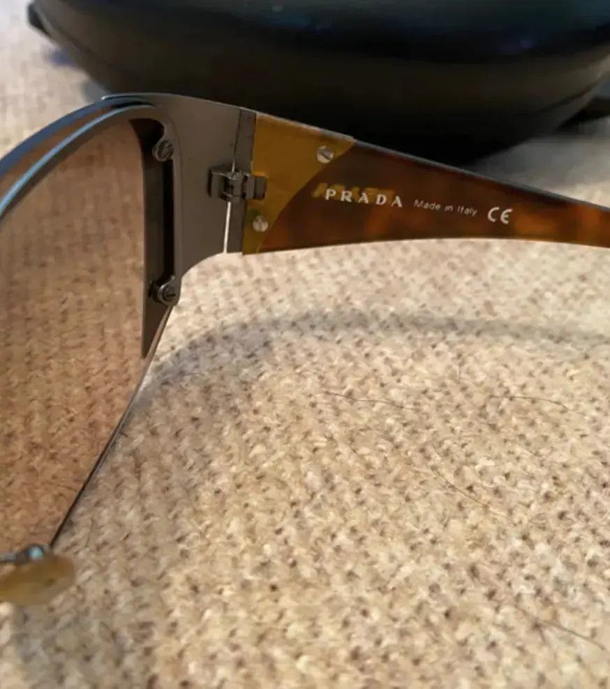 Prada × Vintage PRADA Sunglasses Rectangle Wrap Shield Symbole Star Flame Size ONE SIZE - 3 Thumbnail