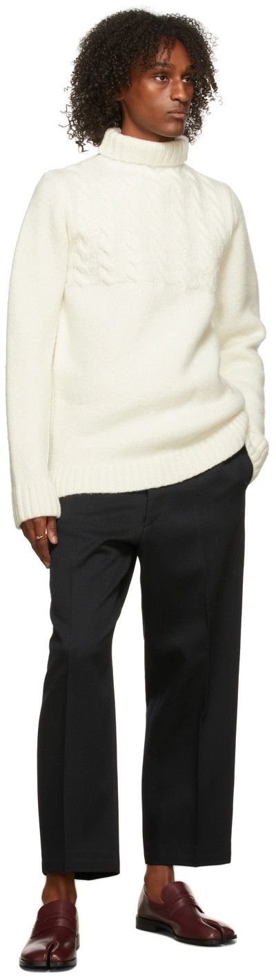 Maison Margiela o1y1124 Cable Knit Turtleneck Sweater In White Size US XL / EU 56 / 4 - 4 Thumbnail